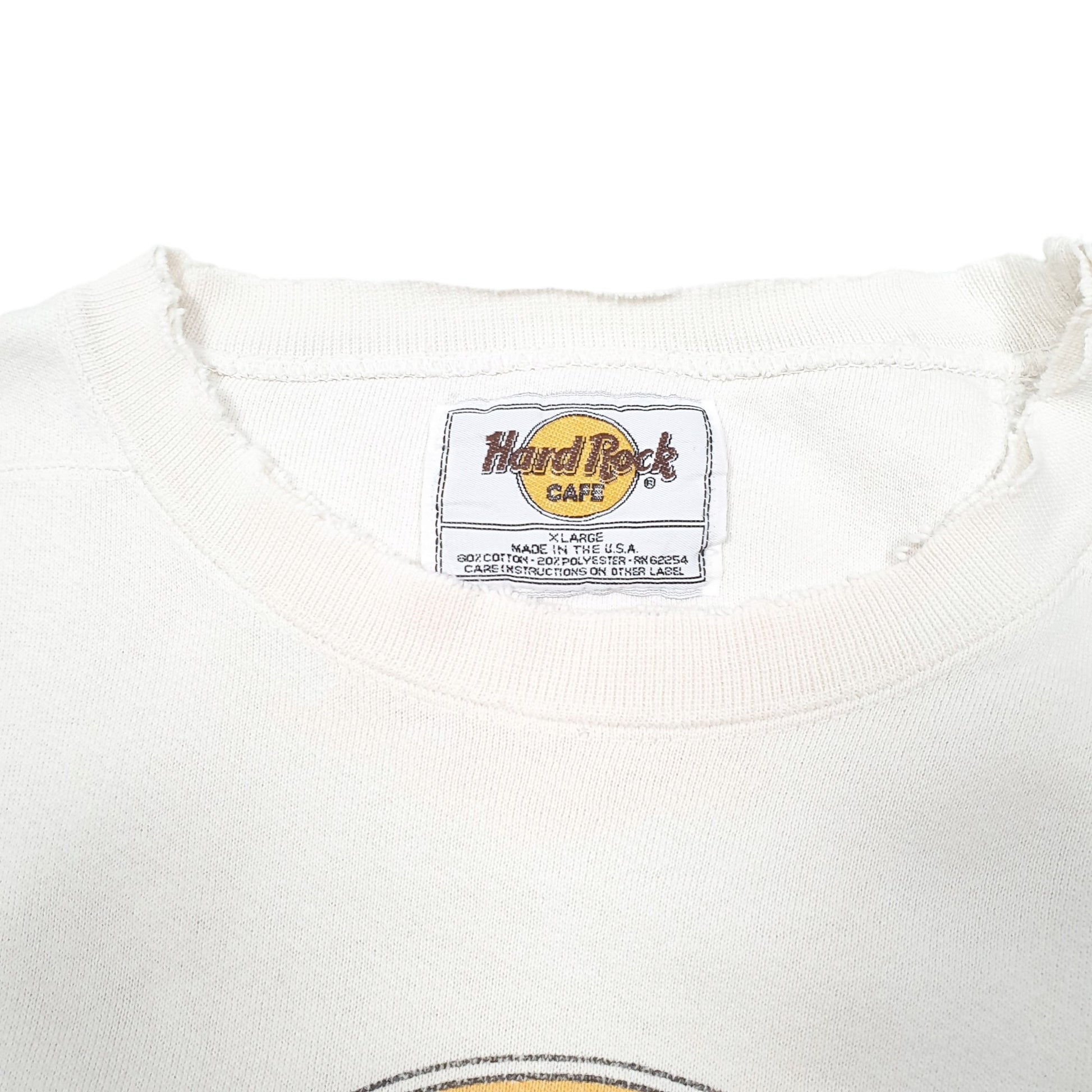 Mens Cream Hard Rock Cafe Vintage Made In USA Las Vegas Crewneck Jumper