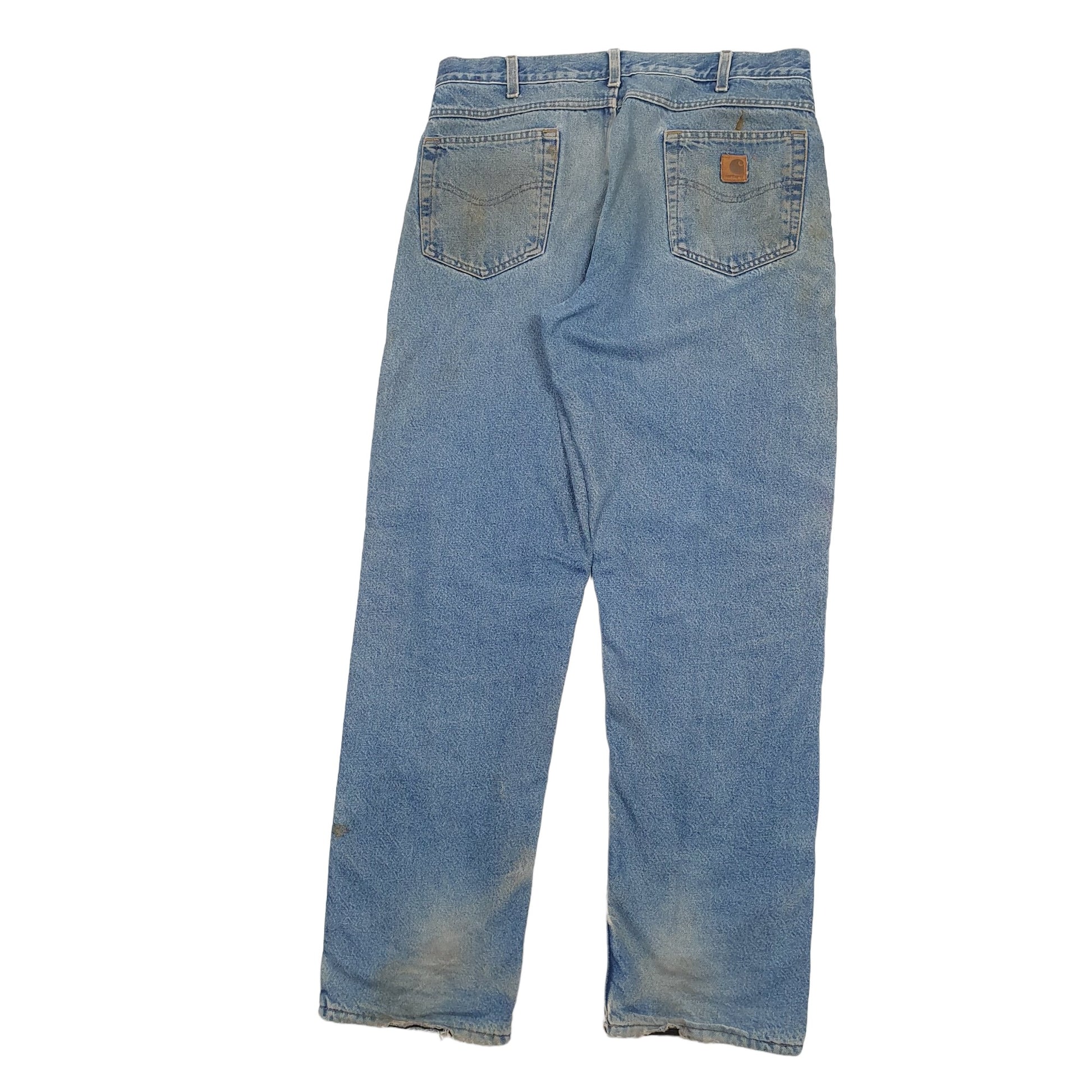 Mens Blue Carhartt B155 Lined Thermal Winter Casual JeansW36 L34