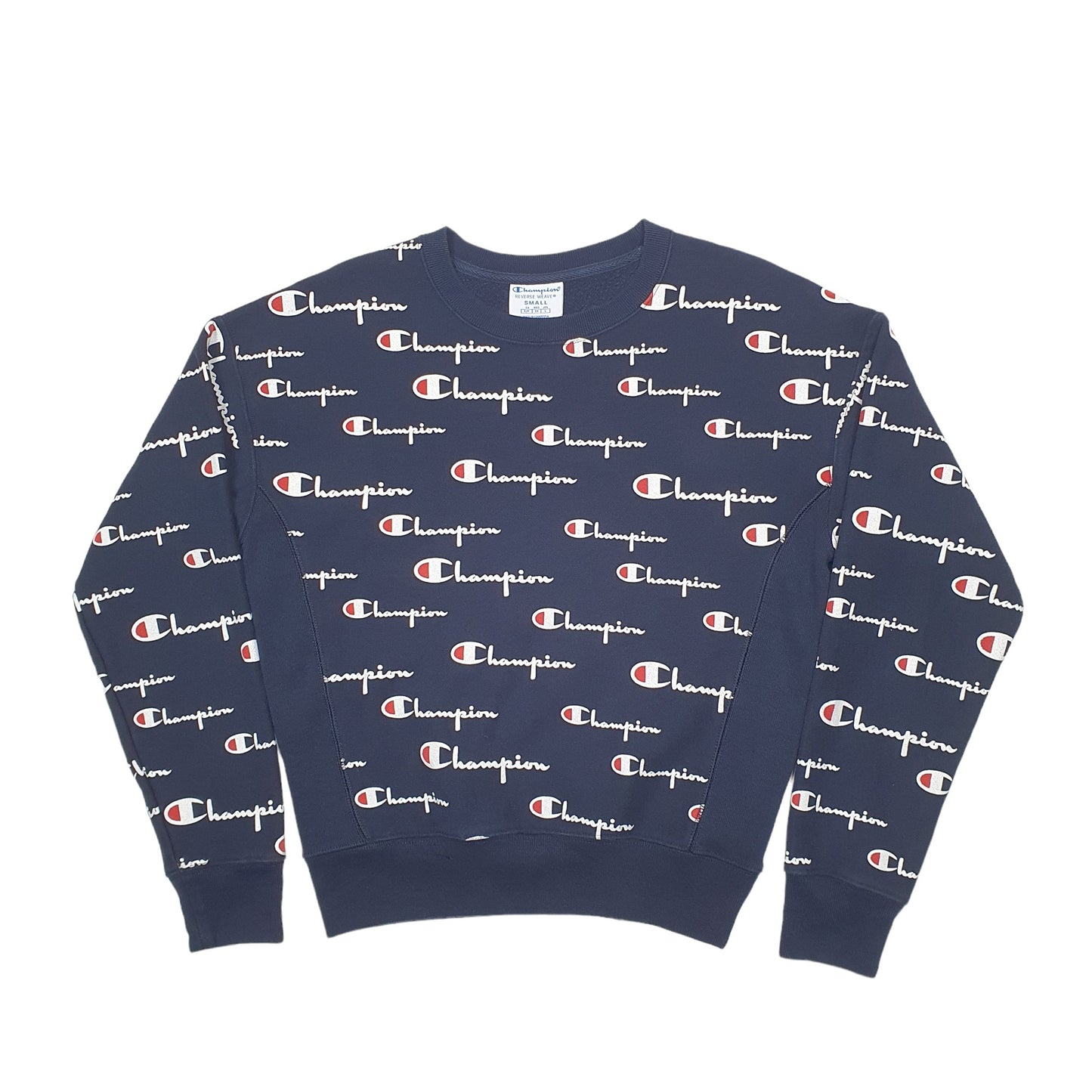 Womens Navy Champion Reverse Weave Spellout Crewneck Jumper