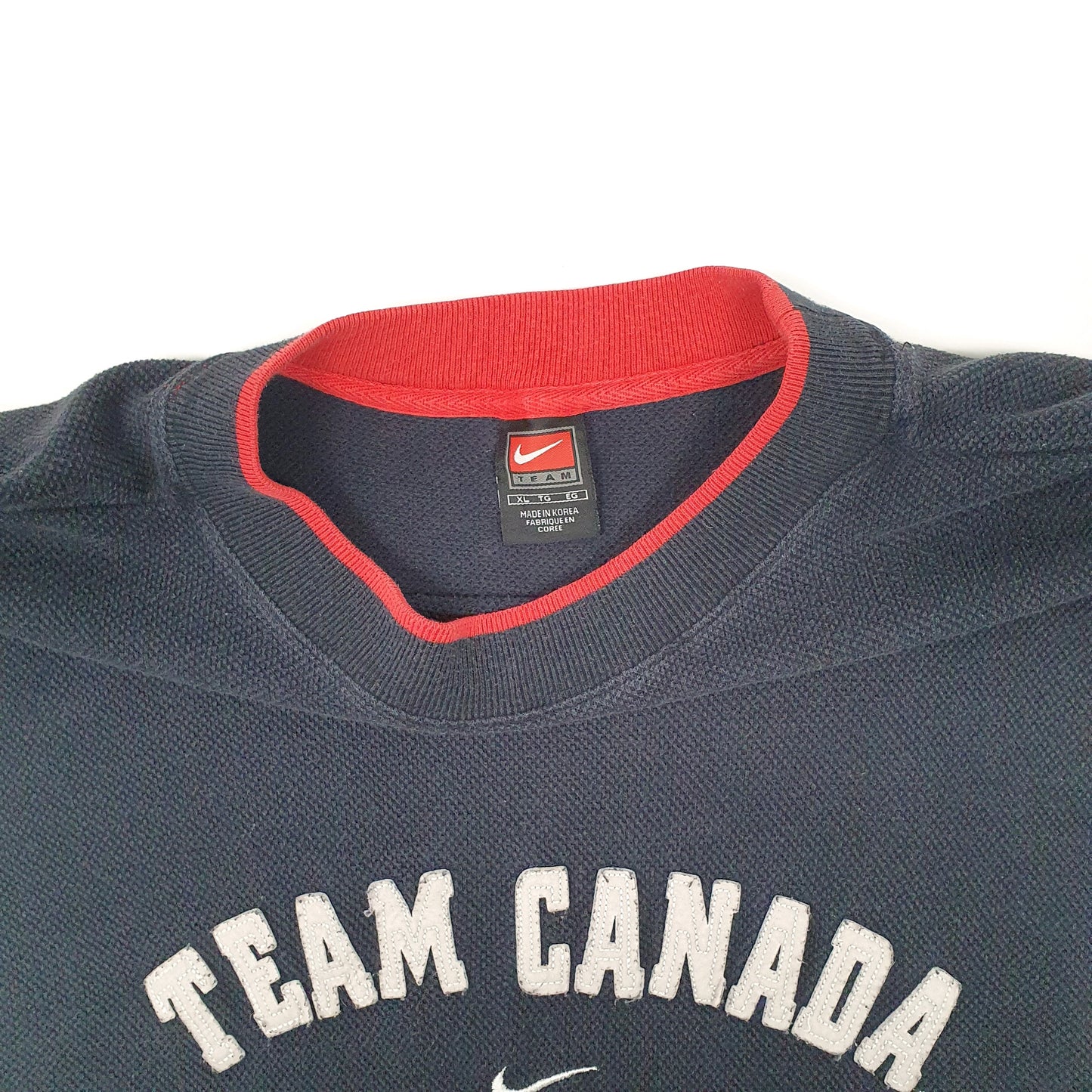Mens Navy Nike Vintage 1990s Y2K Team Canada Ice Hockey Olympics Crewneck Jumper