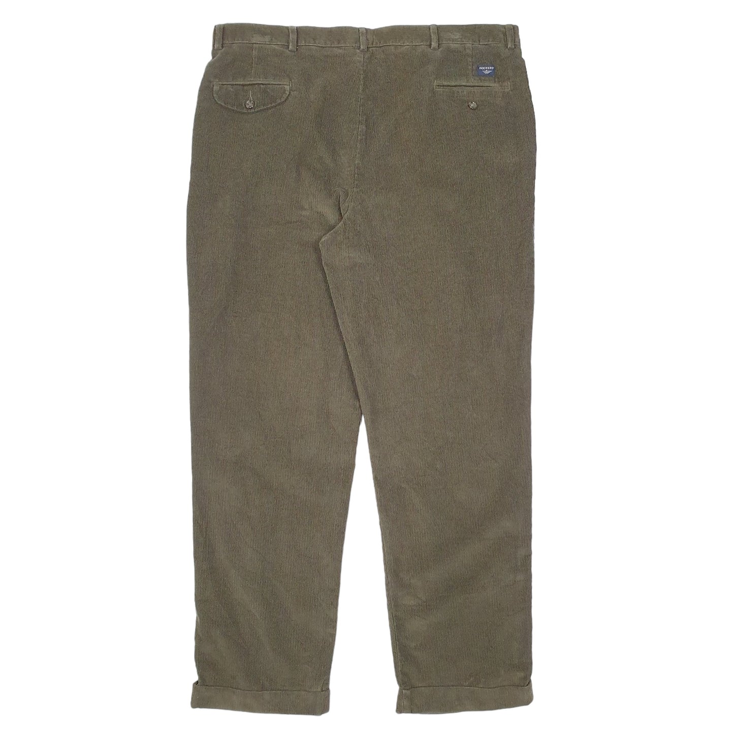 Mens Brown Dockers Double Pleated Corduroy Trousers