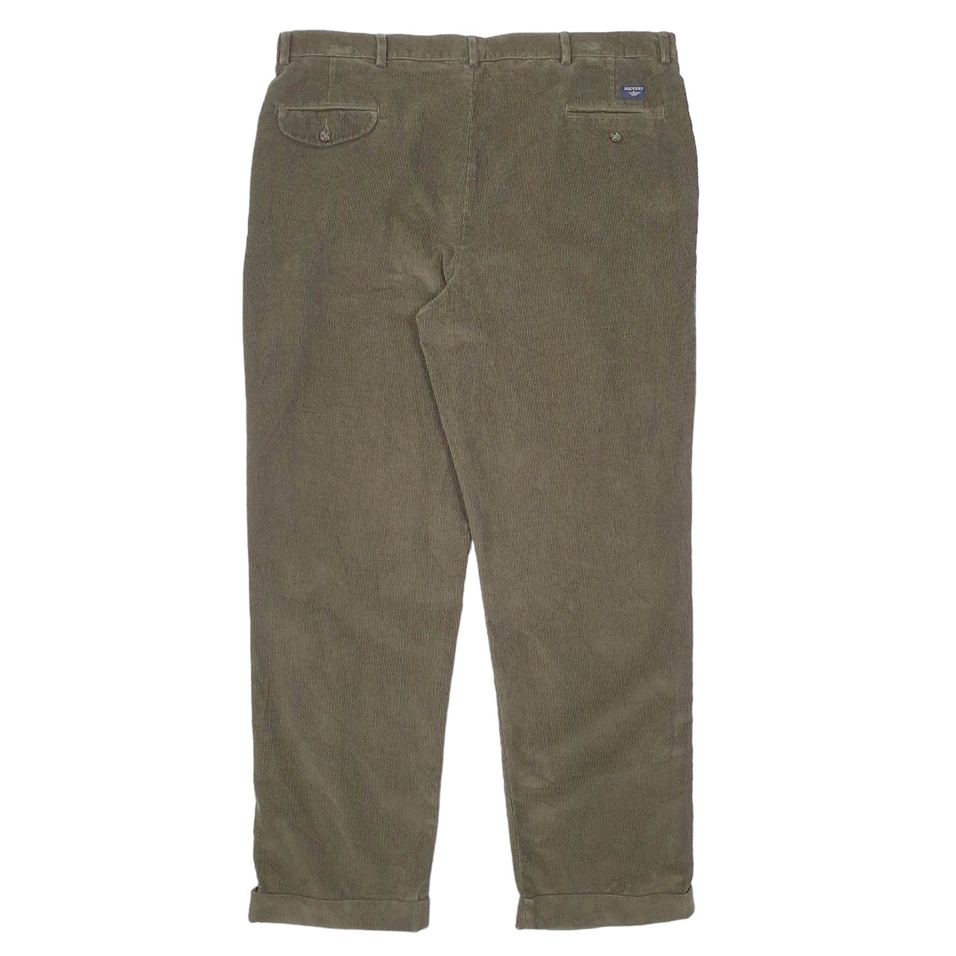 Mens Brown Dockers Double Pleated Corduroy Trousers