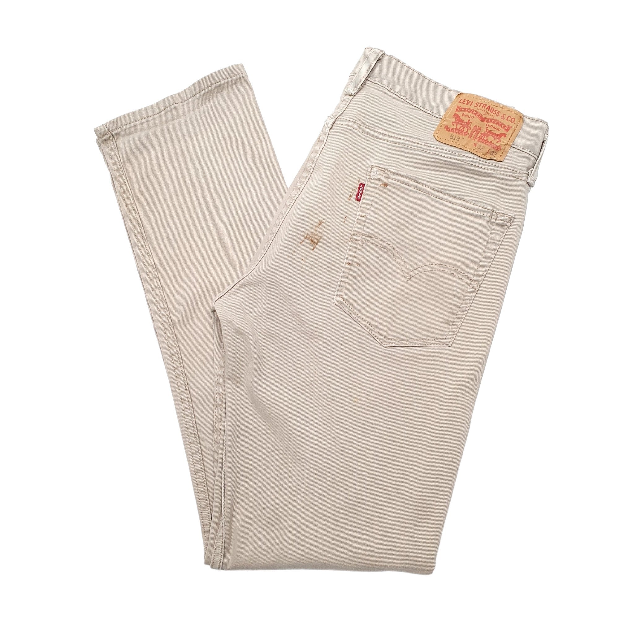 Mens Levis 513 Slim Fit Beige Jeans W32 L32 Bundl Clothing