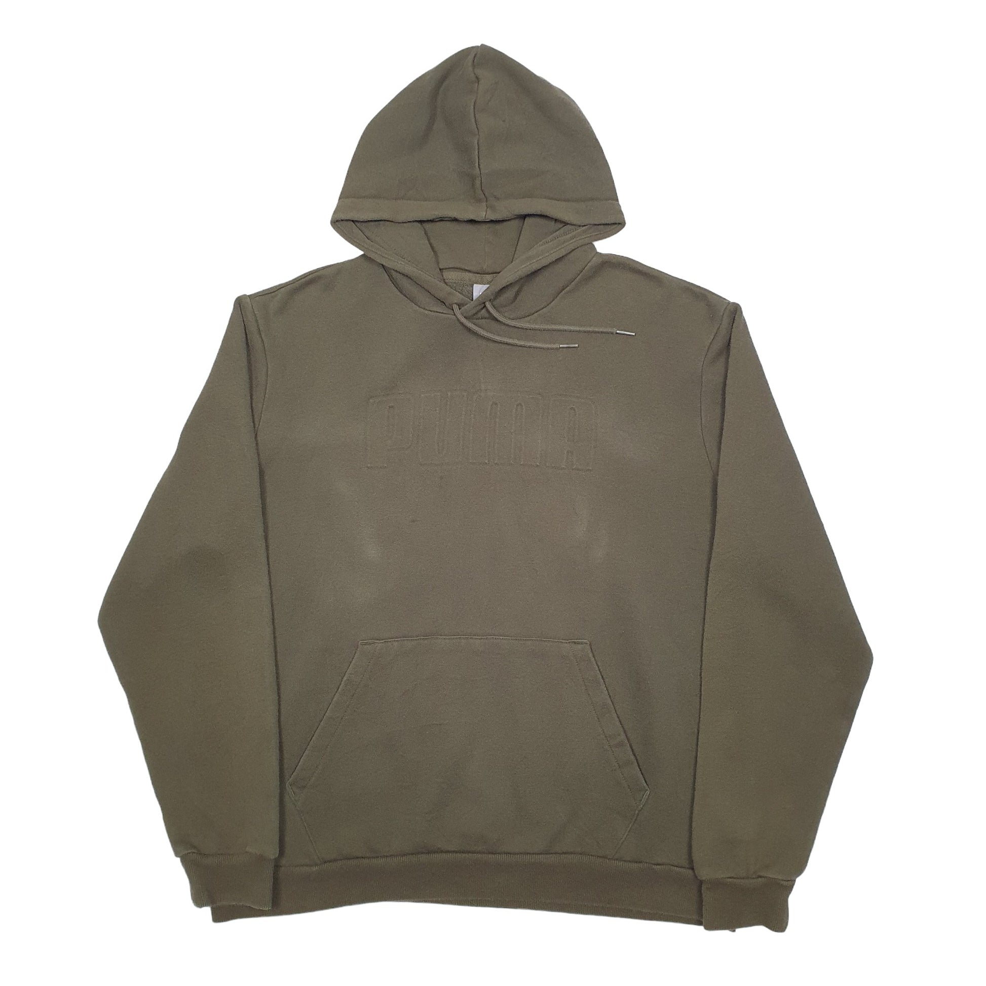 Mens Khaki Puma Spellout Hoodie Jumper