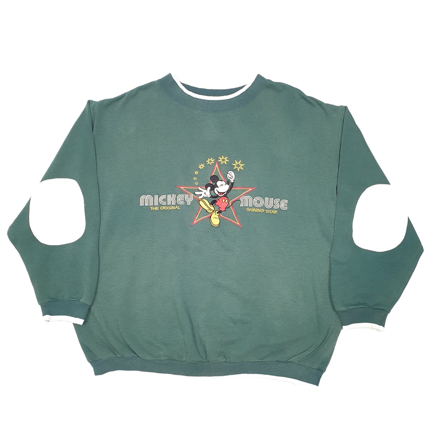 Mens Green Disney Mickey Mouse Shining Star Crewneck Jumper