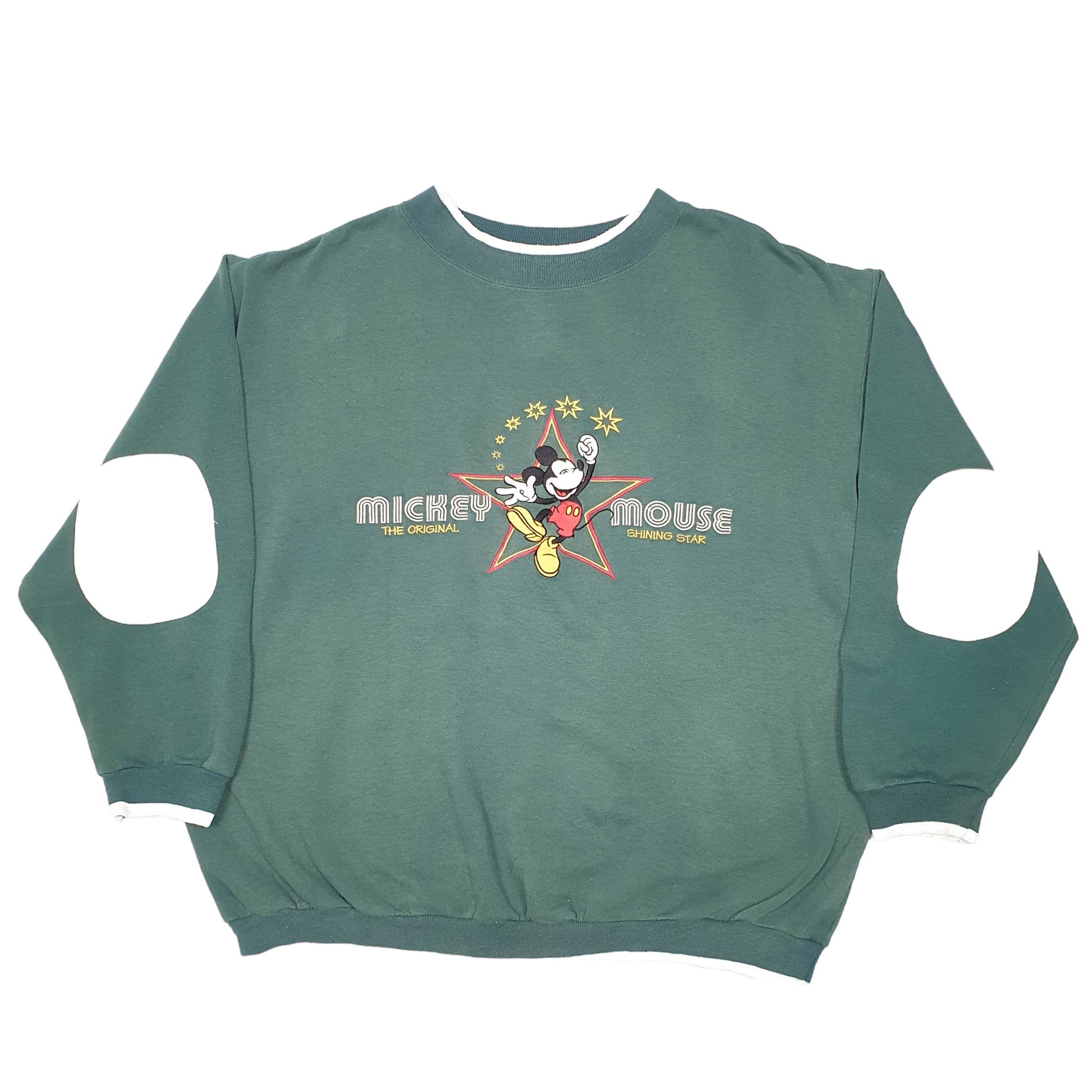 Mens Green Disney Mickey Mouse Shining Star Crewneck Jumper