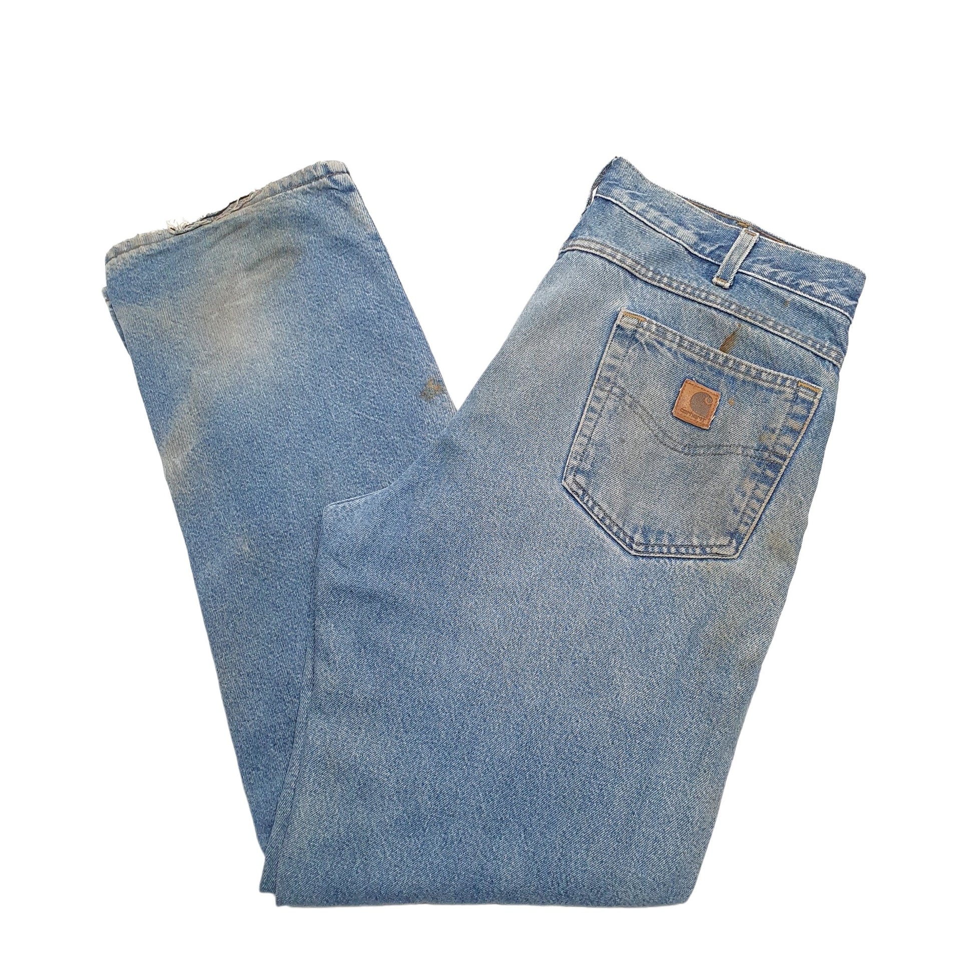 Mens Blue Carhartt B155 Lined Thermal Winter Casual JeansW36 L34