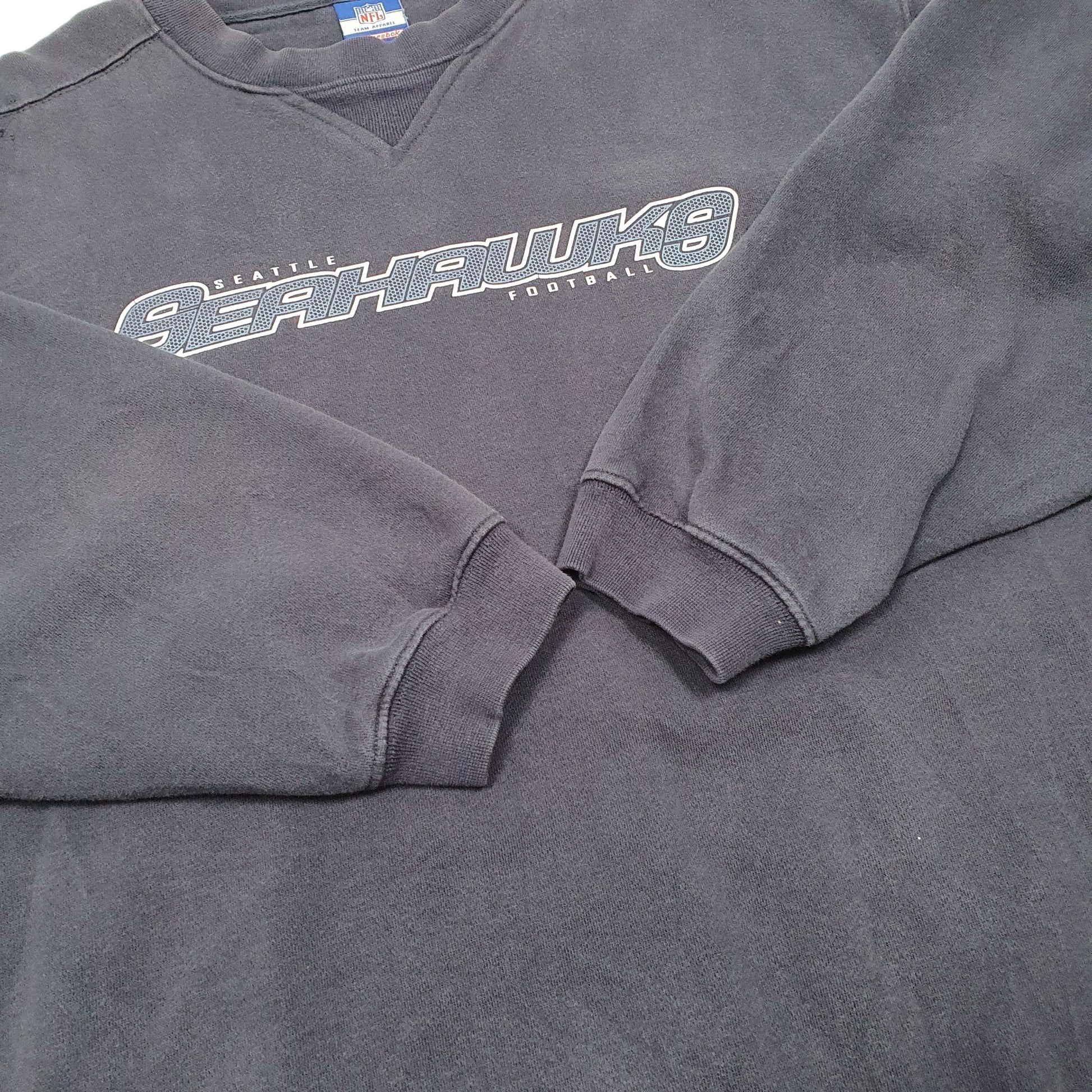 Mens Navy Reebok Seattle Seahawks Football NFL Crewneck Jumper