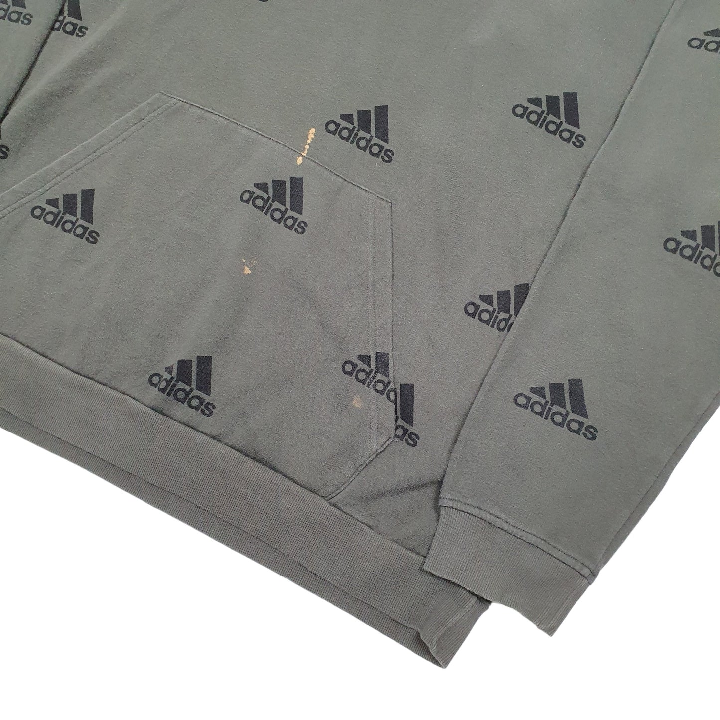 Mens Khaki Adidas Spellout Hoodie Jumper