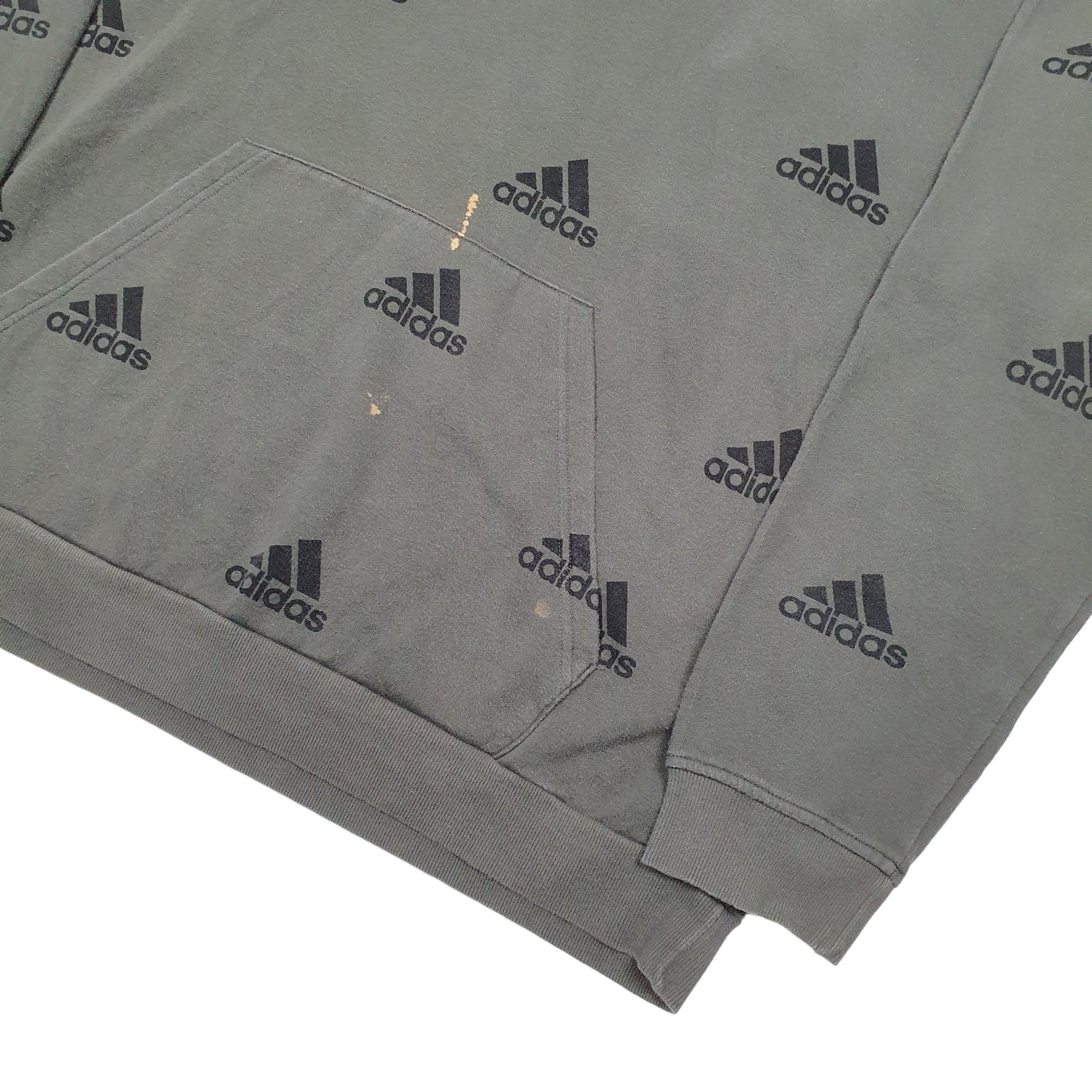 Mens Khaki Adidas Spellout Hoodie Jumper