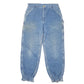 Mens Blue Carhartt Carpenter Made In USA Altered Cotton Lined B14 JeansW34 L32