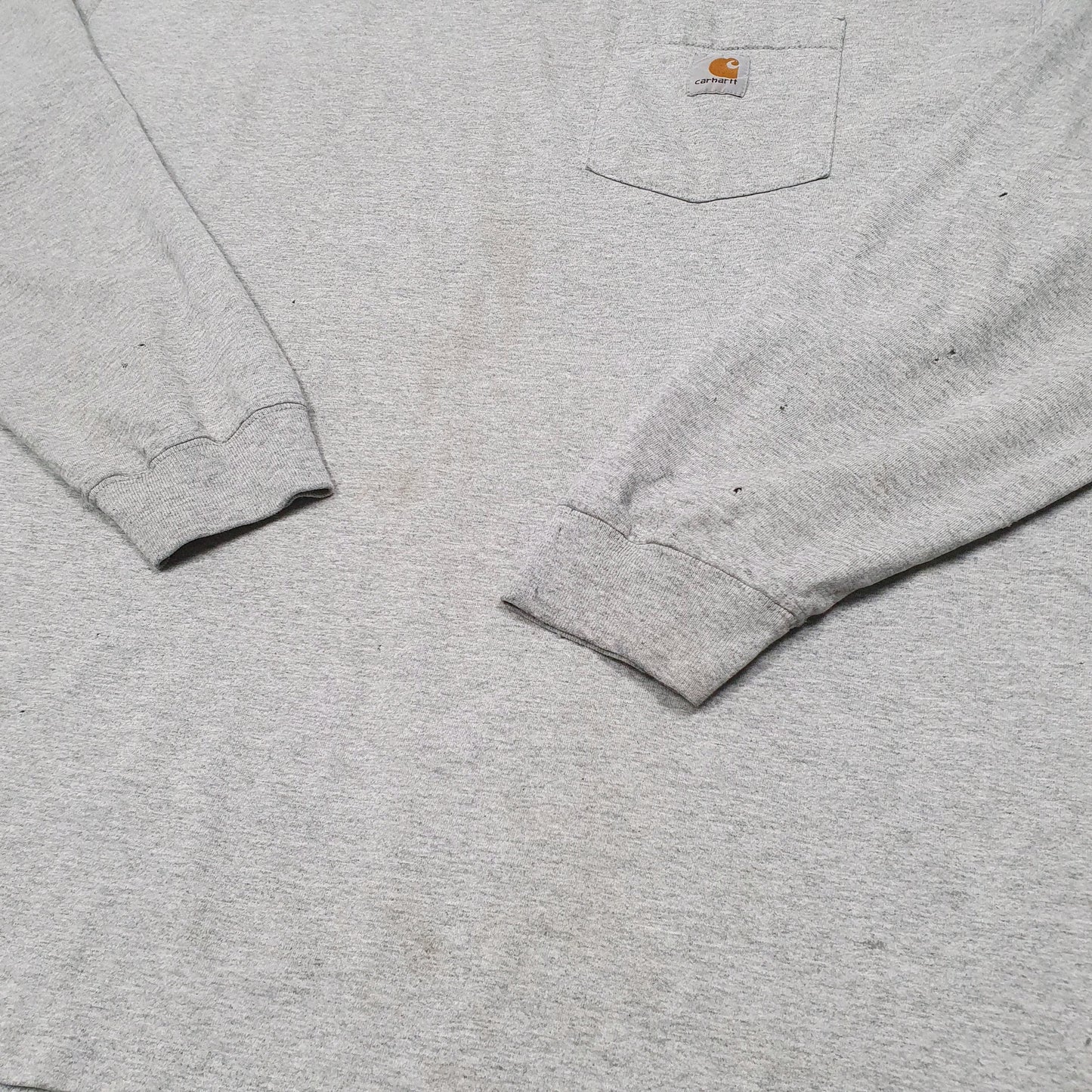 Mens Grey Carhartt Pocket Workwear Long Sleeve T Shirt
