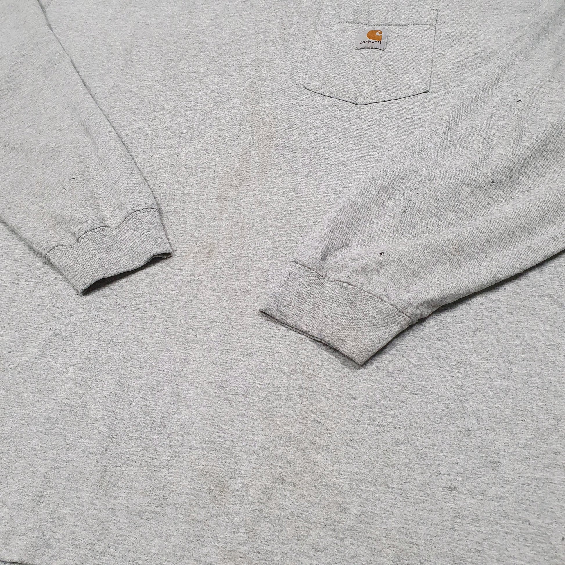 Mens Grey Carhartt Pocket Workwear Long Sleeve T Shirt