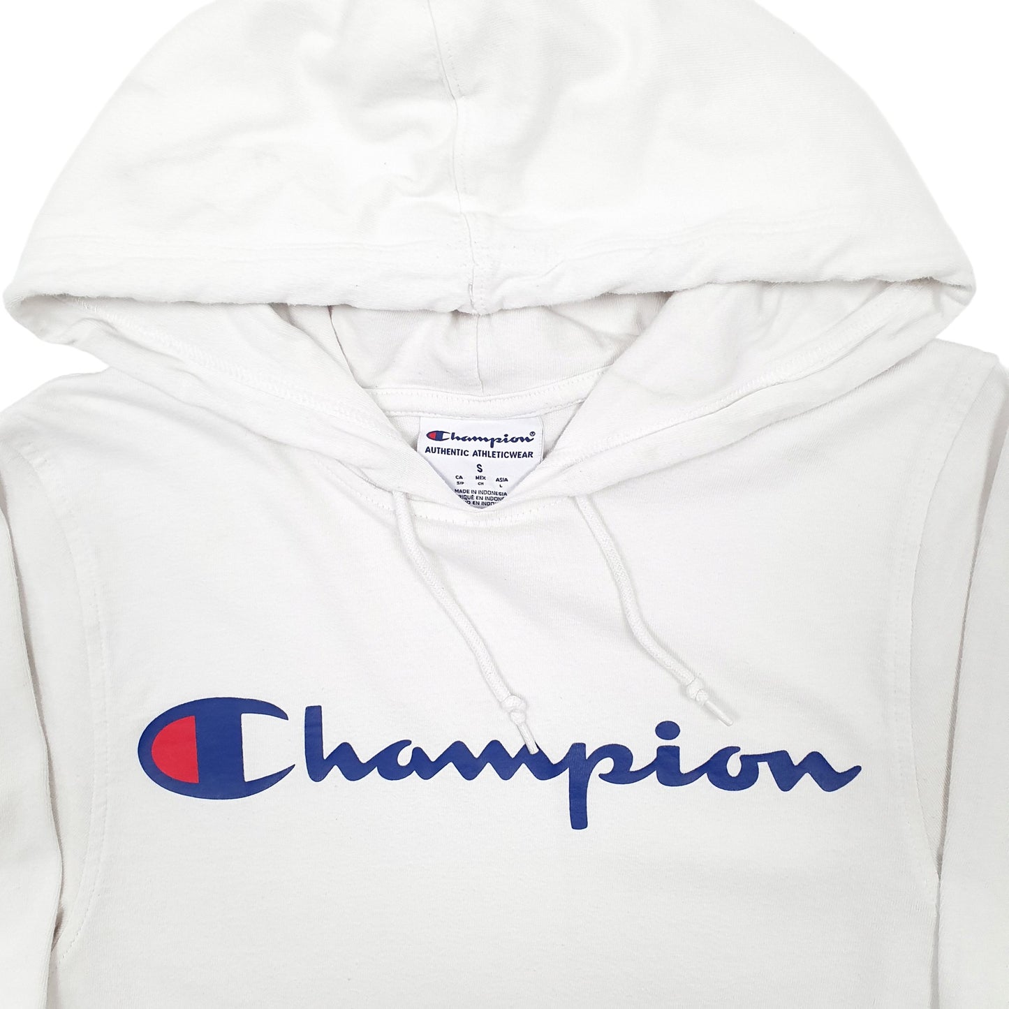 Mens White Champion Spellout Lightweight Hoodie Jumper