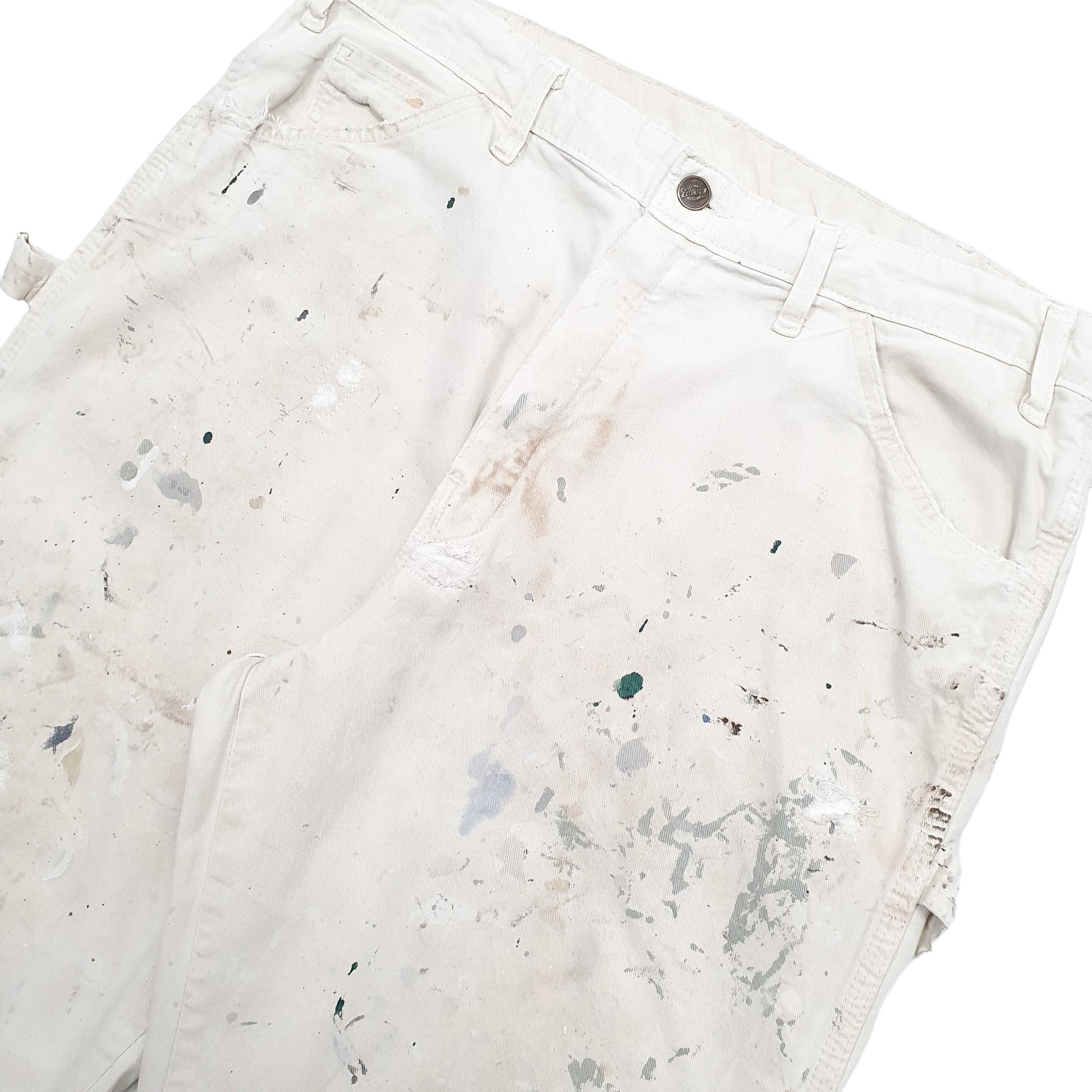 Mens White Dickies  Carpenter Trousers