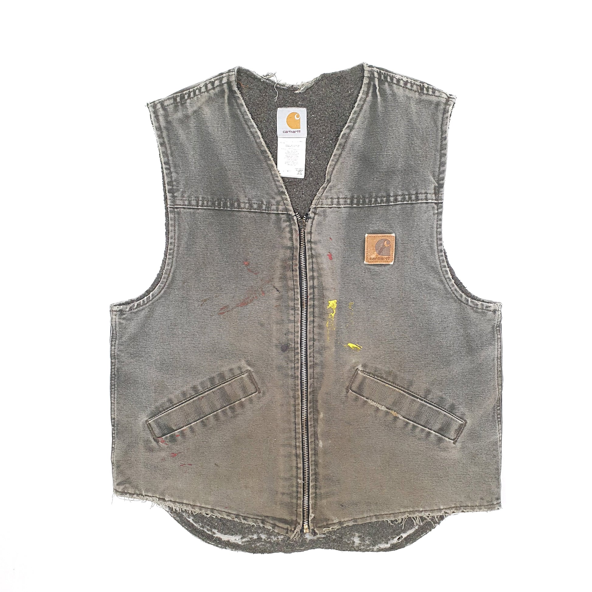 Mens Grey Carhartt V13MOS Vintage 2001 Union Made in USA Sherpa Vest Gilet  Coat