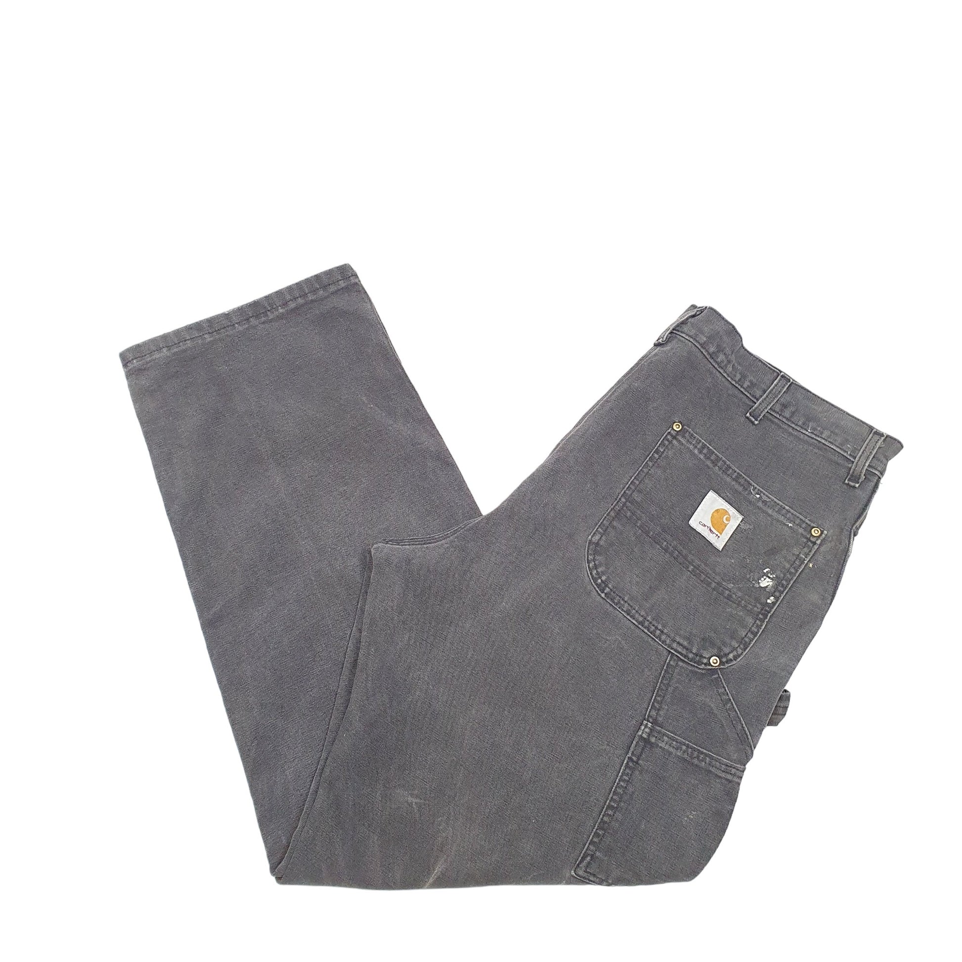 Mens Black Carhartt Double Knee Riveted Carpenter Trousers