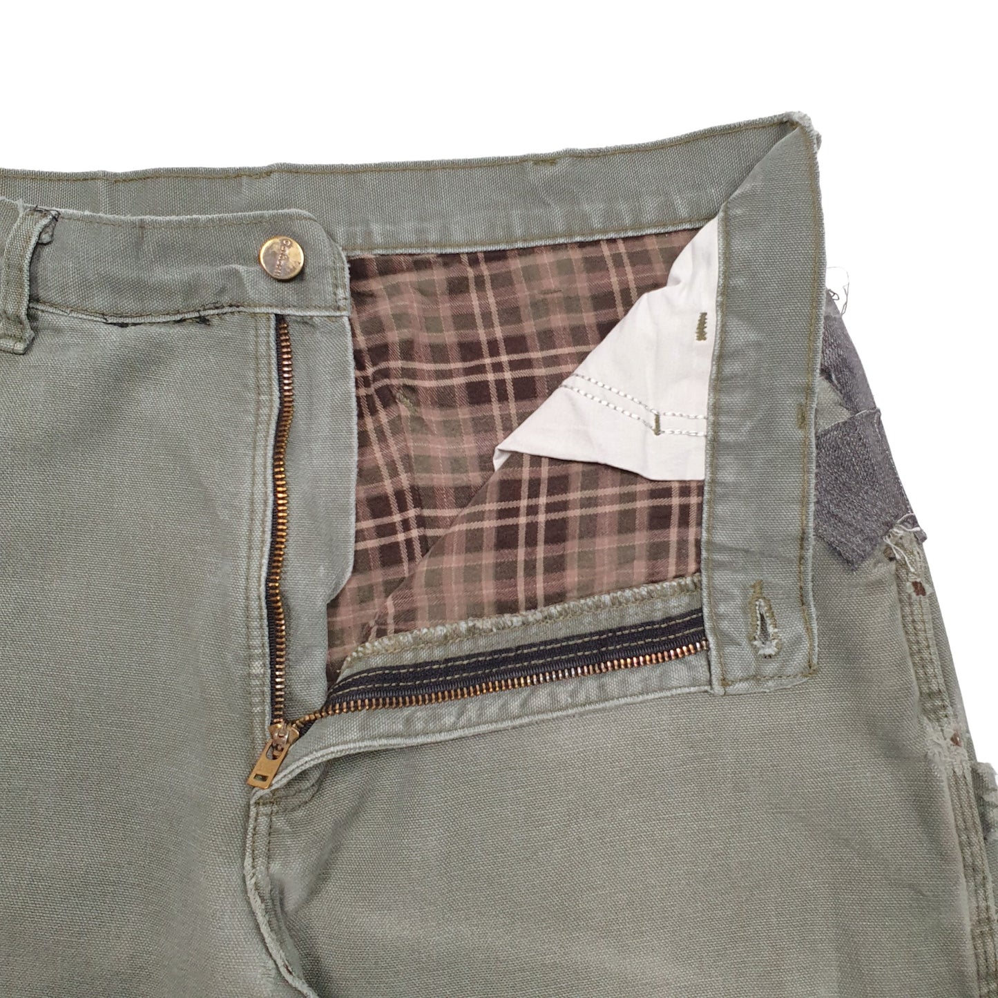 Mens Khaki Carhartt B111 Lined Thermal Winter Carpenter Trousers