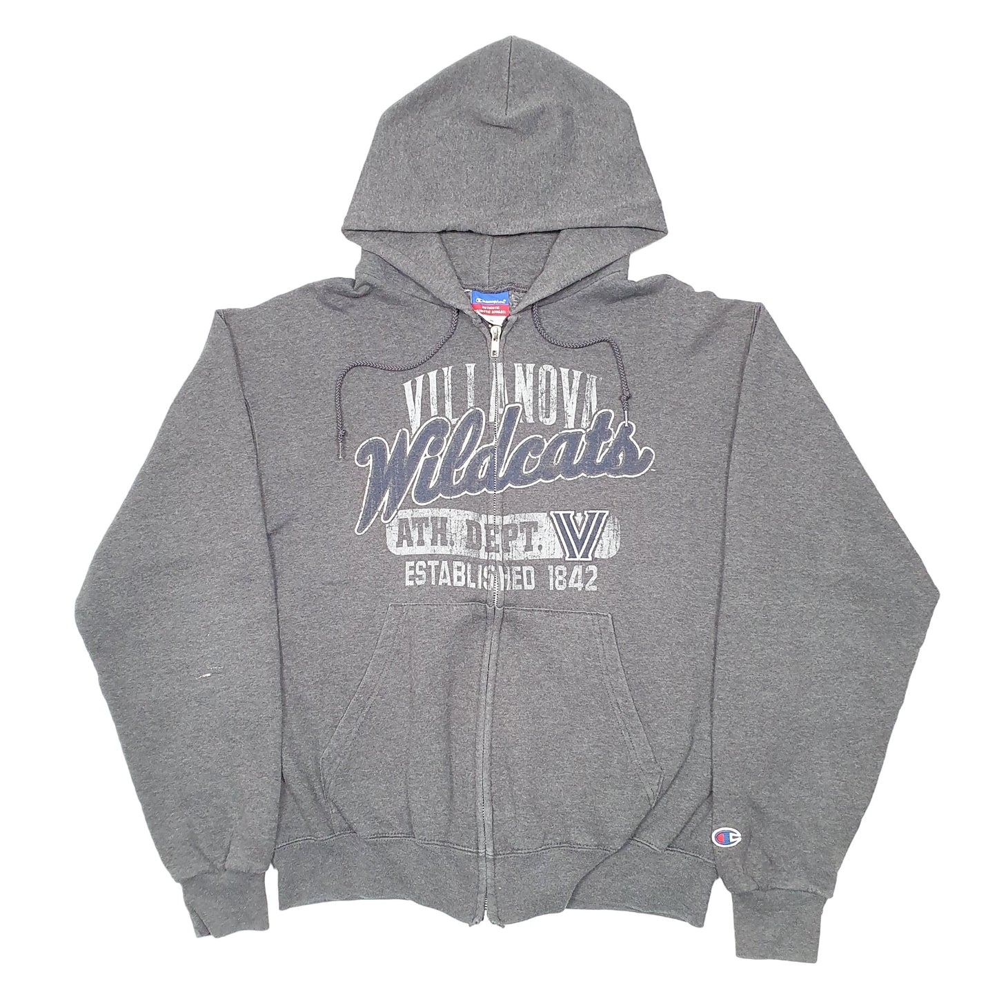 Mens Grey Champion Hoodie Villanova Wildcats Basketball Full Zip Jumper