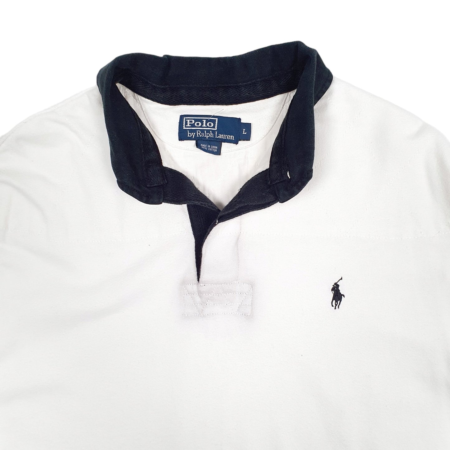 Mens White Polo Ralph Lauren Rugby Shirt Crewneck Jumper