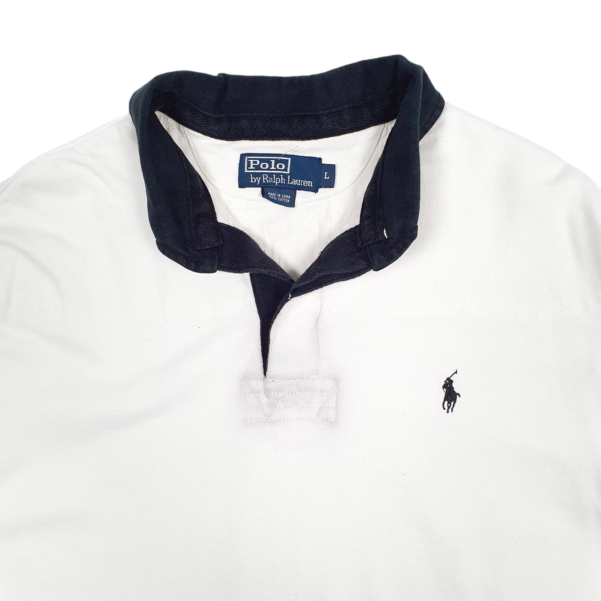 Mens White Polo Ralph Lauren Rugby Shirt Crewneck Jumper