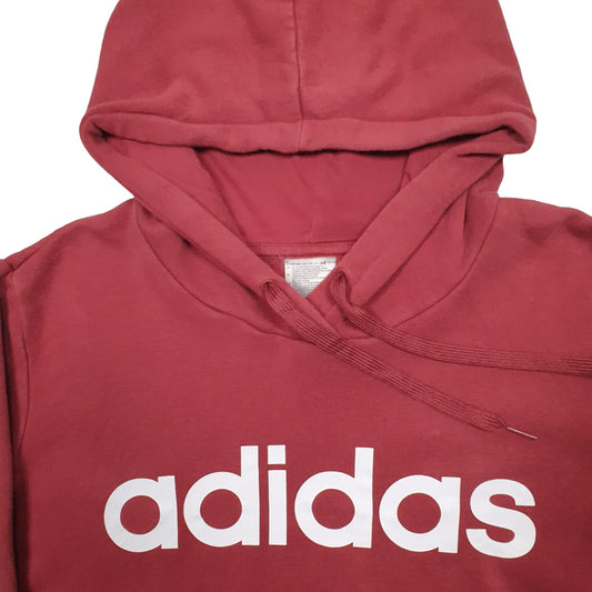 Womens Red Adidas Spellout Hoodie Jumper