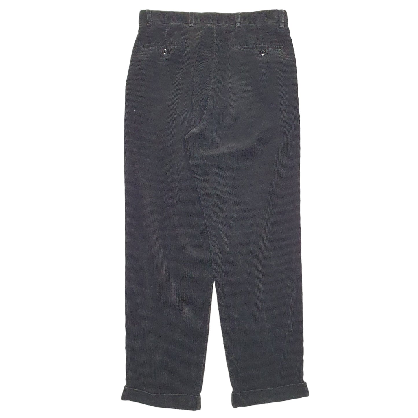 Mens Black Dockers Double Pleated Corduroy Trousers