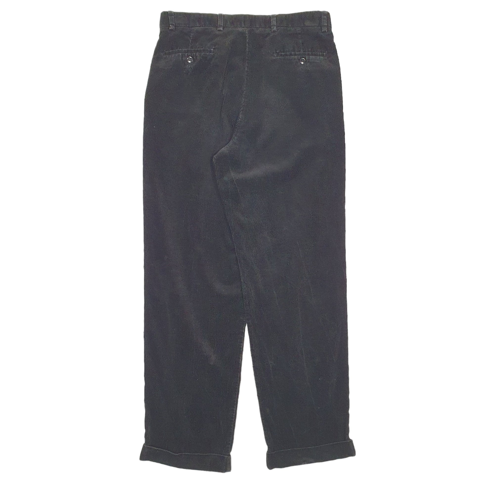 Mens Black Dockers Double Pleated Corduroy Trousers