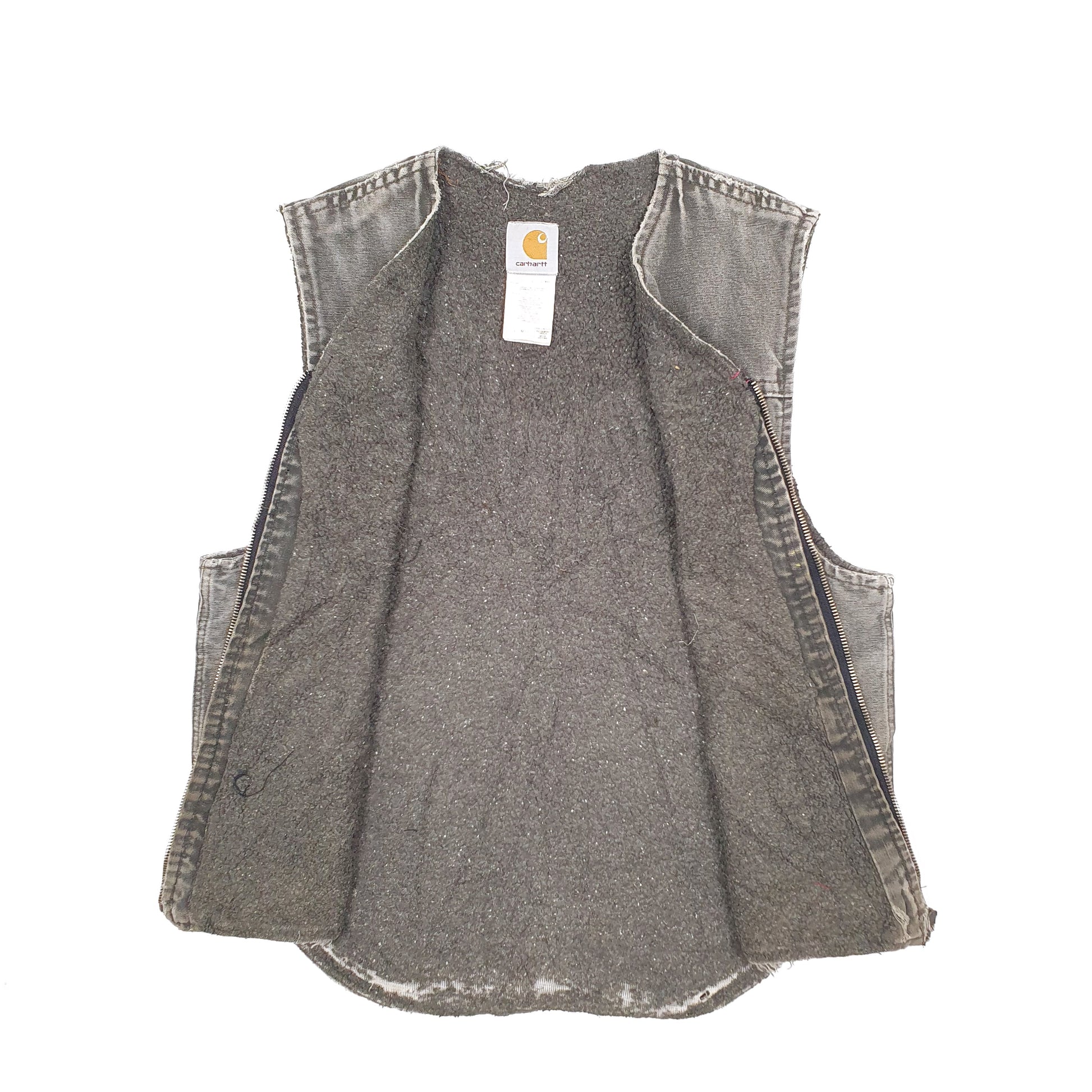 Mens Grey Carhartt V13MOS Vintage 2001 Union Made in USA Sherpa Vest Gilet  Coat