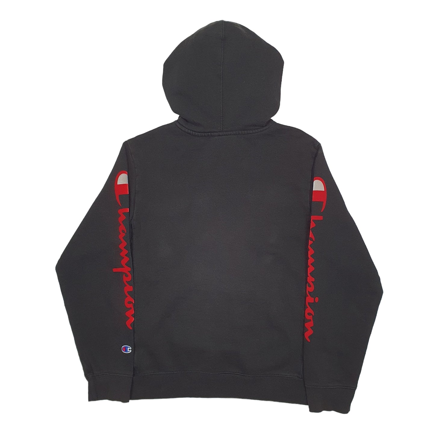 Womens Black Champion Spellout Hoodie Jumper