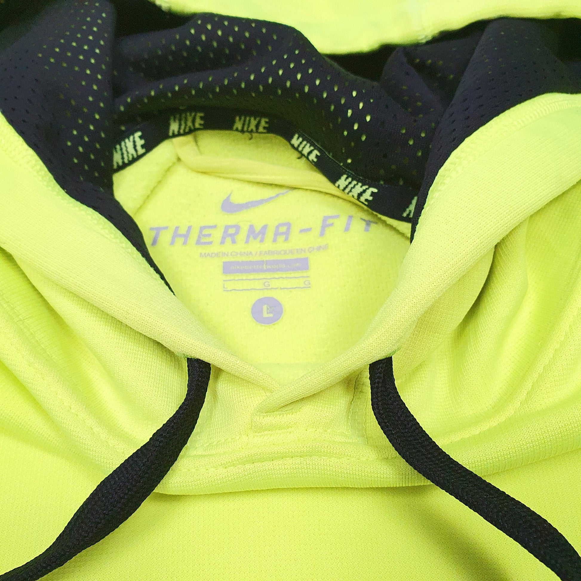 Mens Green Nike Active Therma Fit Running Workout High Vis Hoodie Jumper