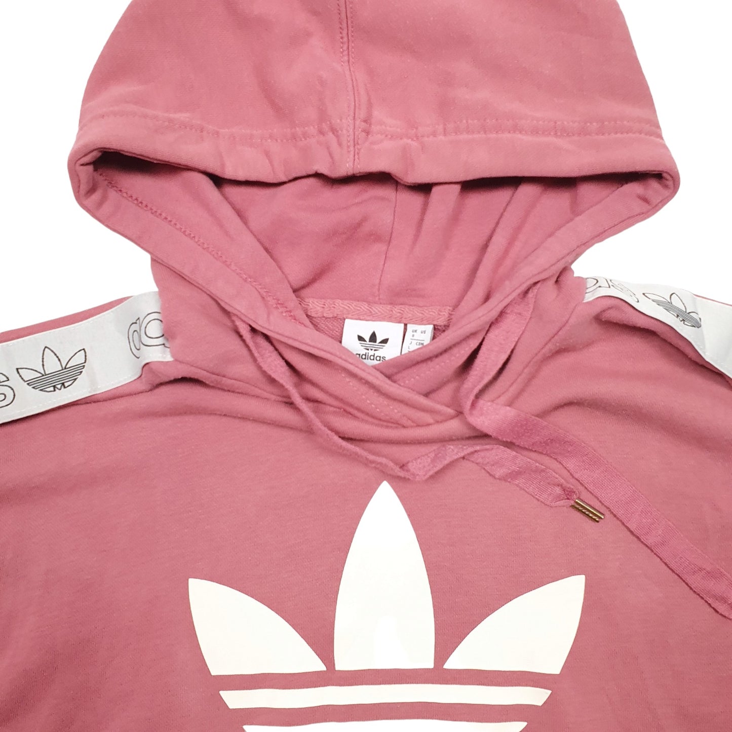 Womens Pink Adidas Spellout Hoodie Jumper