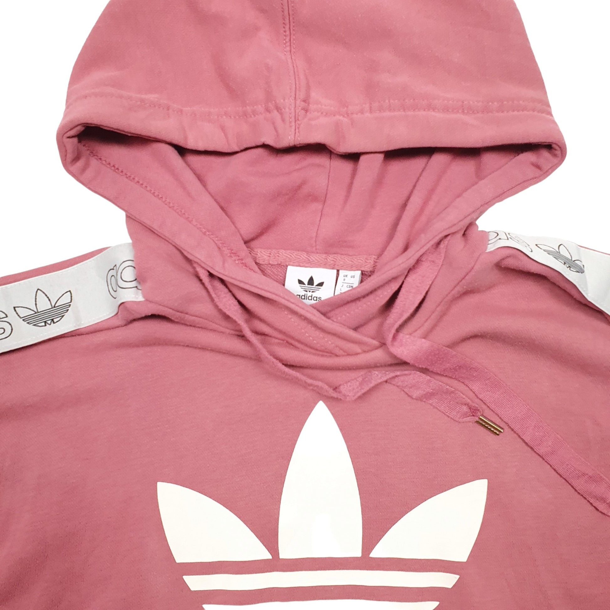 Womens Pink Adidas Spellout Hoodie Jumper