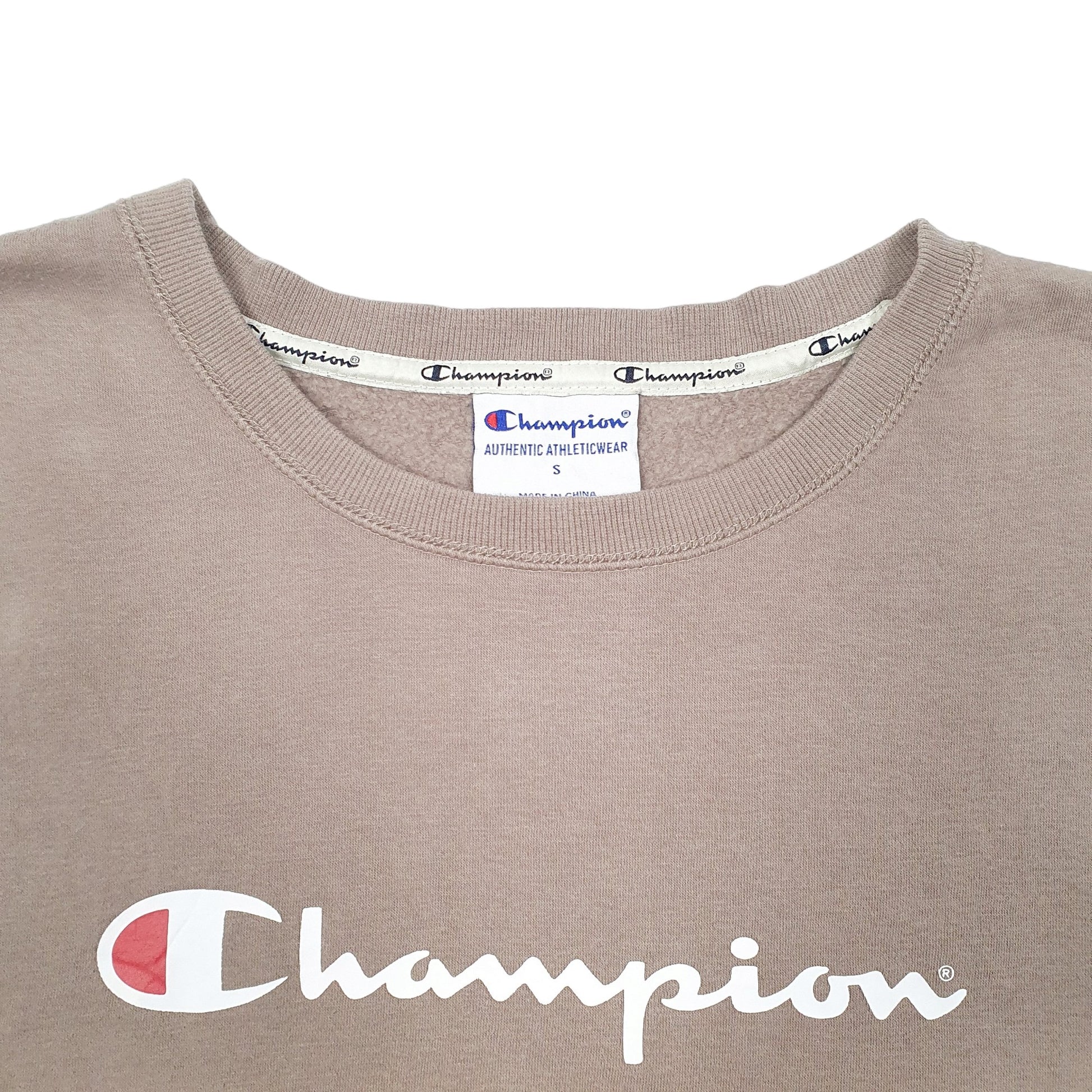 Mens Beige Champion Script Crewneck Jumper