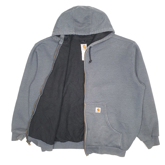 Mens Grey Carhartt J149 Thermal Lined Hoodie Active Jacket Full Zip Jumper