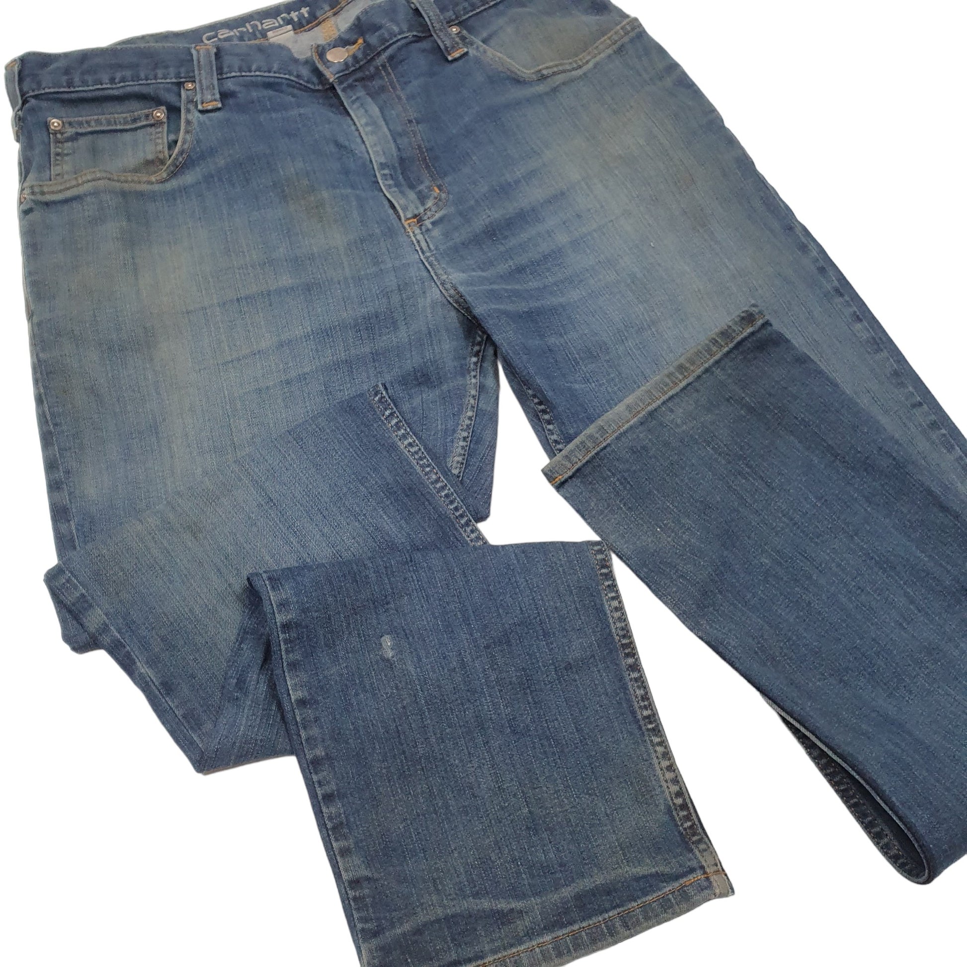 Mens Blue Carhartt Rugged Flex Stretch Casual JeansW38 L32