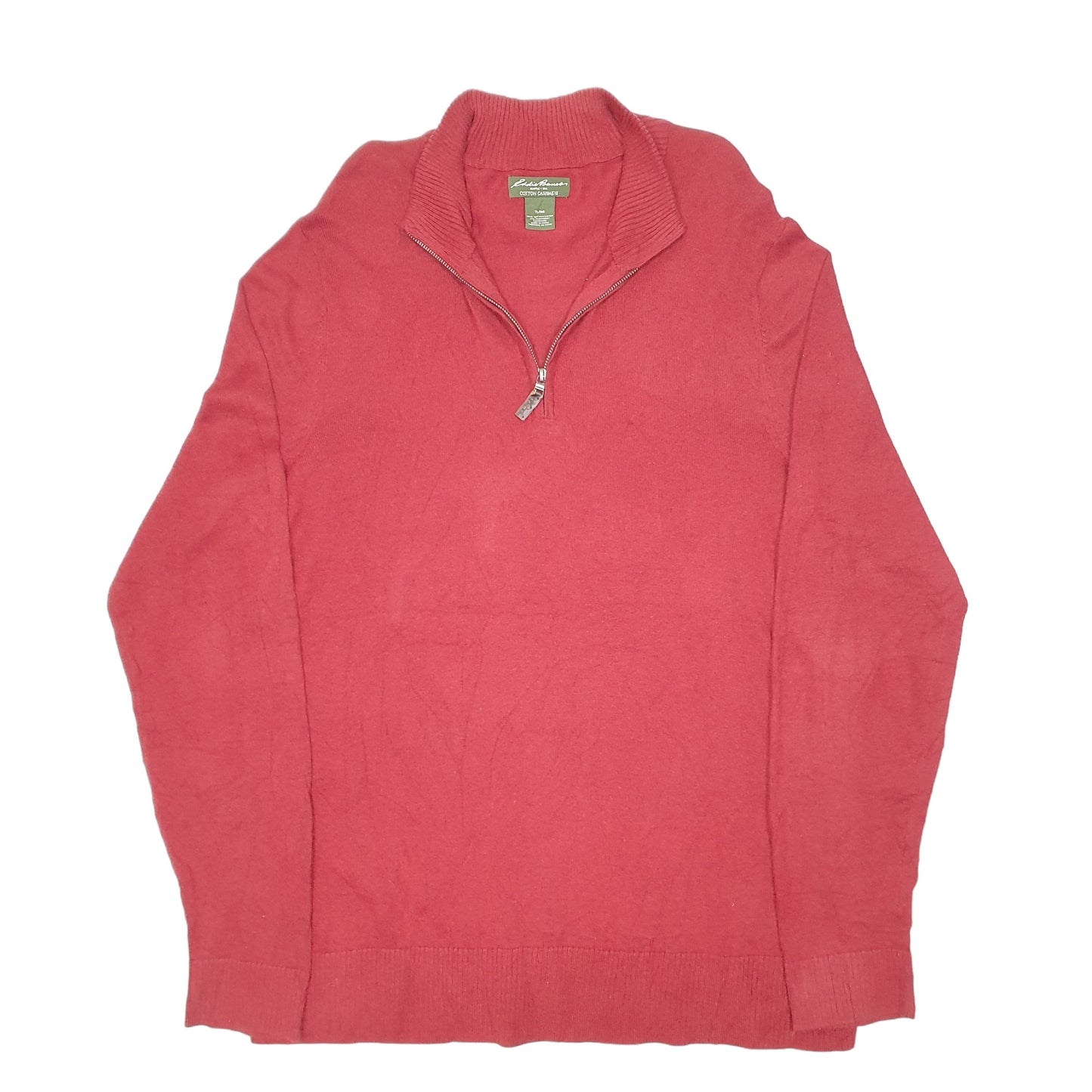Mens Burgundy Eddie Bauer Tall Cashmere Blend Quarter Zip Jumper
