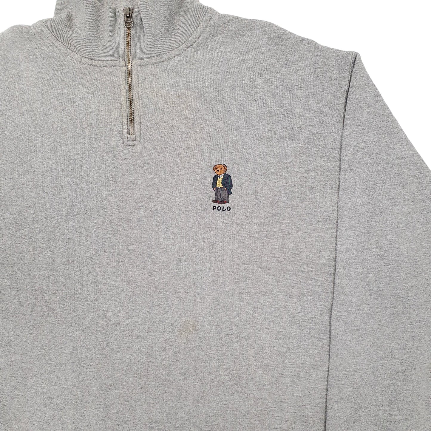 Mens Grey Ralph Lauren Sport Polo Bear Quarter Zip Jumper