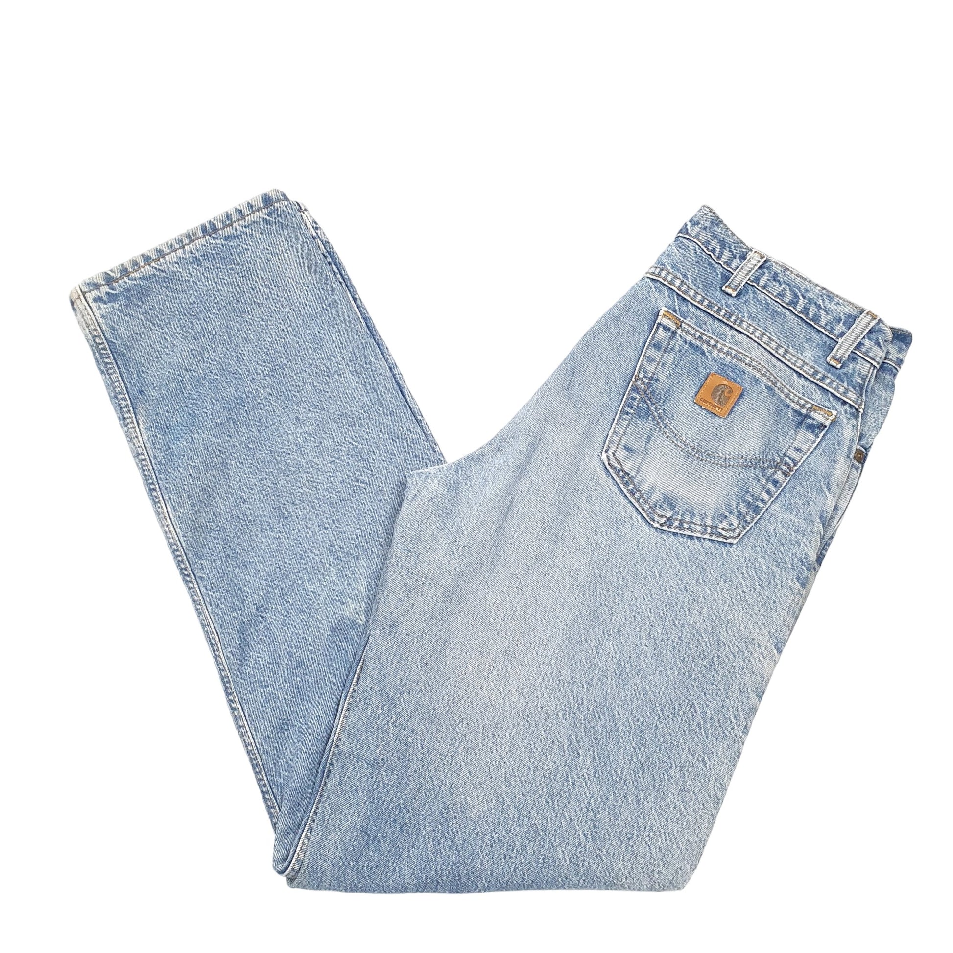 Mens Blue Carhartt Cotton Lined Made In U.S.A B21 JeansW36 L36