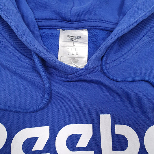 Mens Blue Reebok Spellout Hoodie Jumper