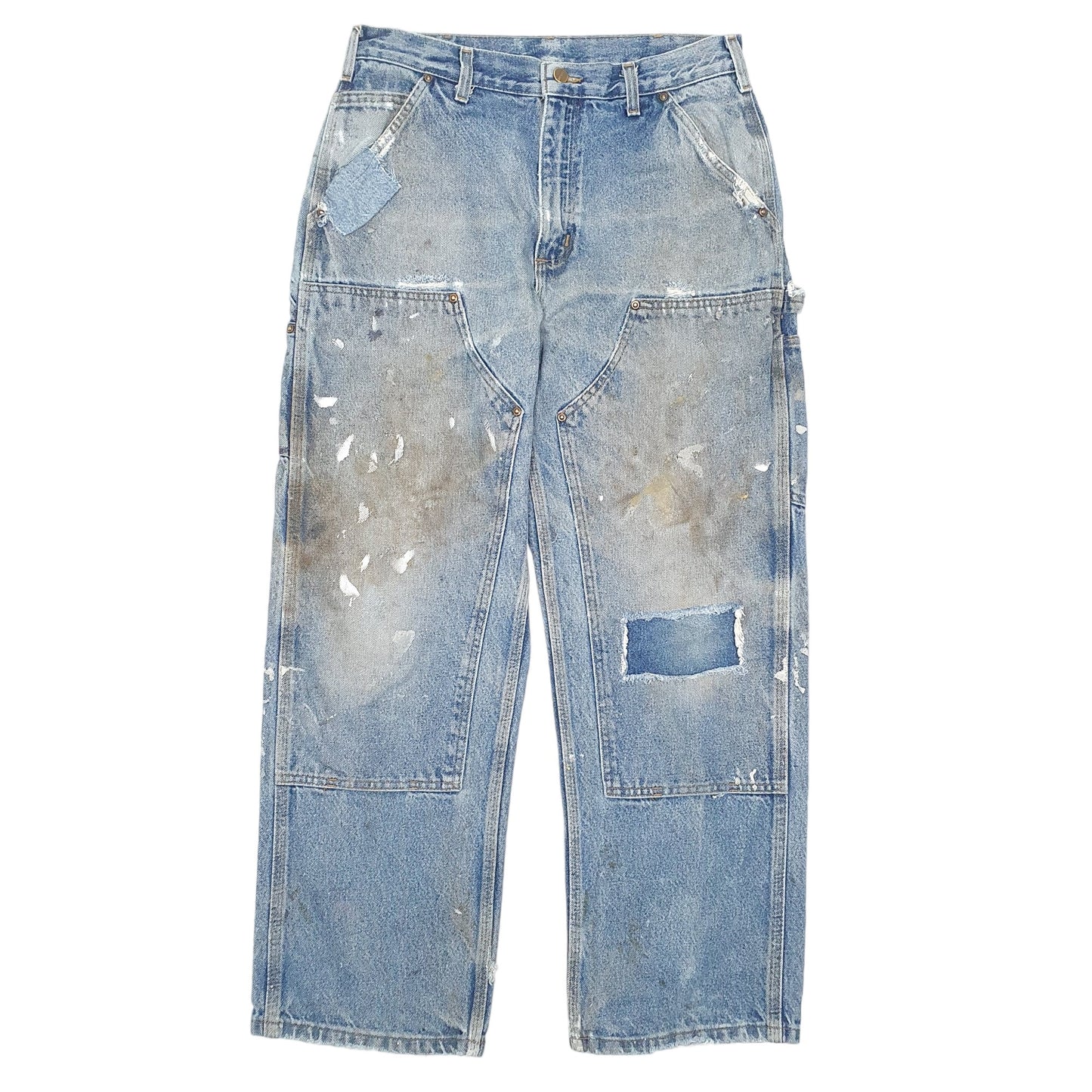 Mens Blue Carhartt Carpenter Double Knee Riveted B73 JeansW32 L30
