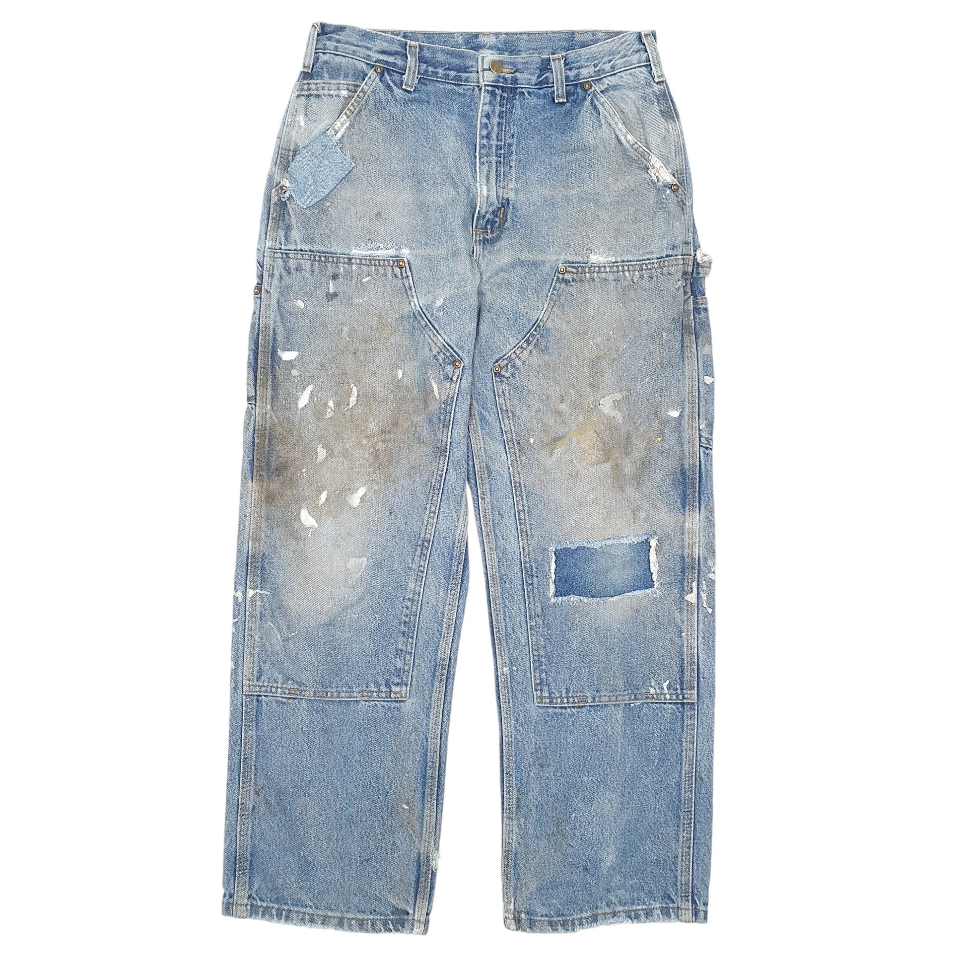 Mens Blue Carhartt Carpenter Double Knee Riveted B73 JeansW32 L30