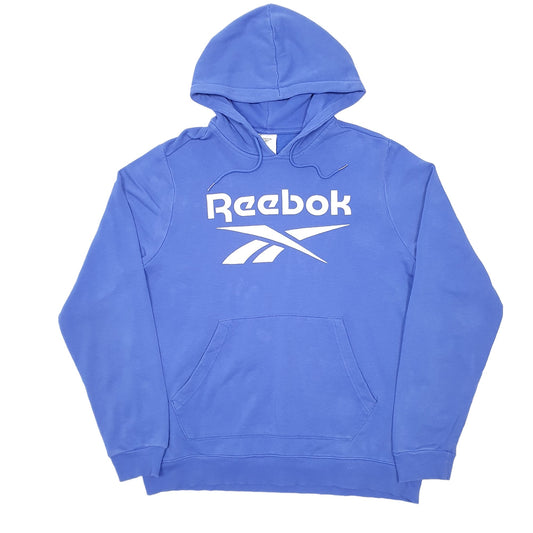 Mens Blue Reebok Spellout Hoodie Jumper