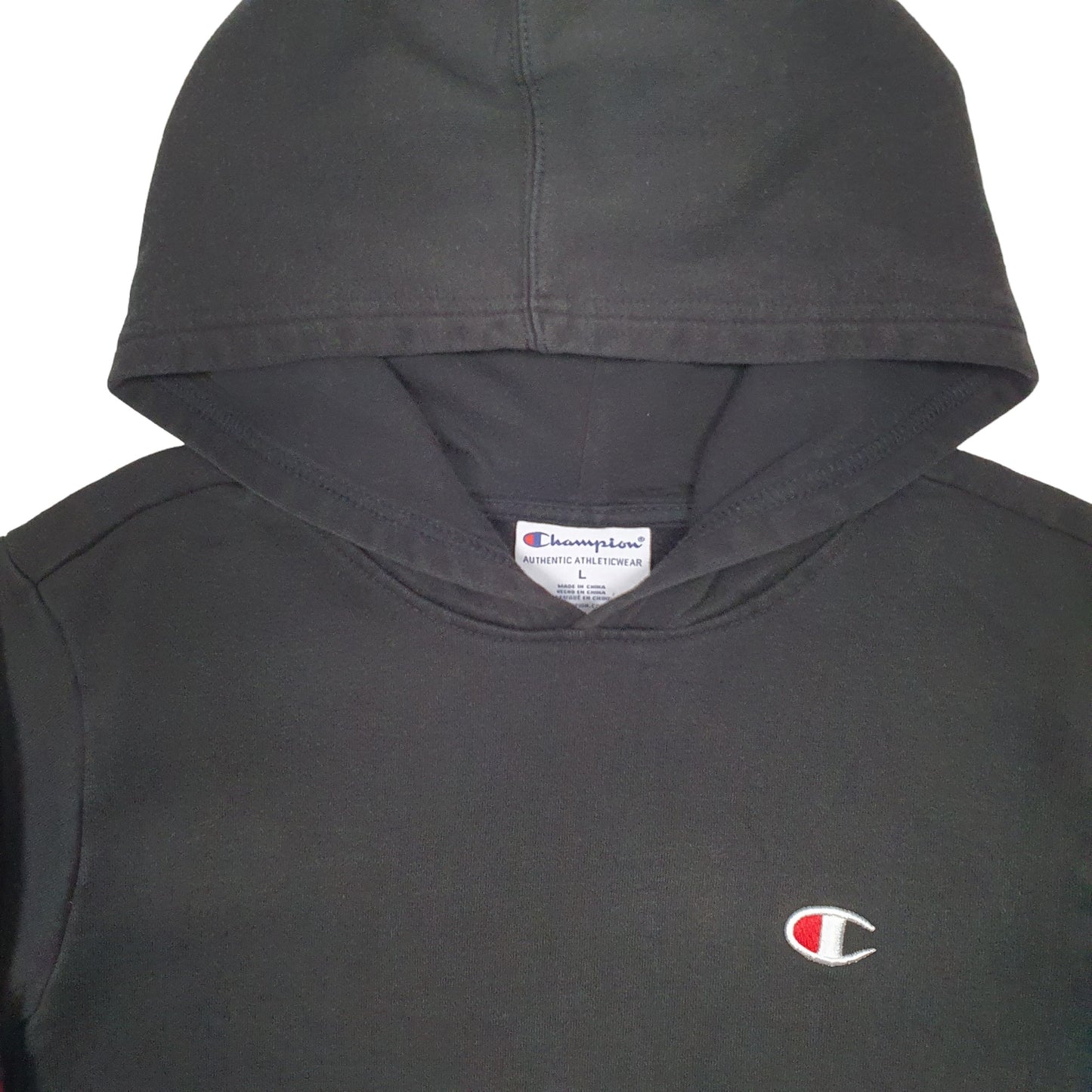 Womens Black Champion Spellout Hoodie Jumper