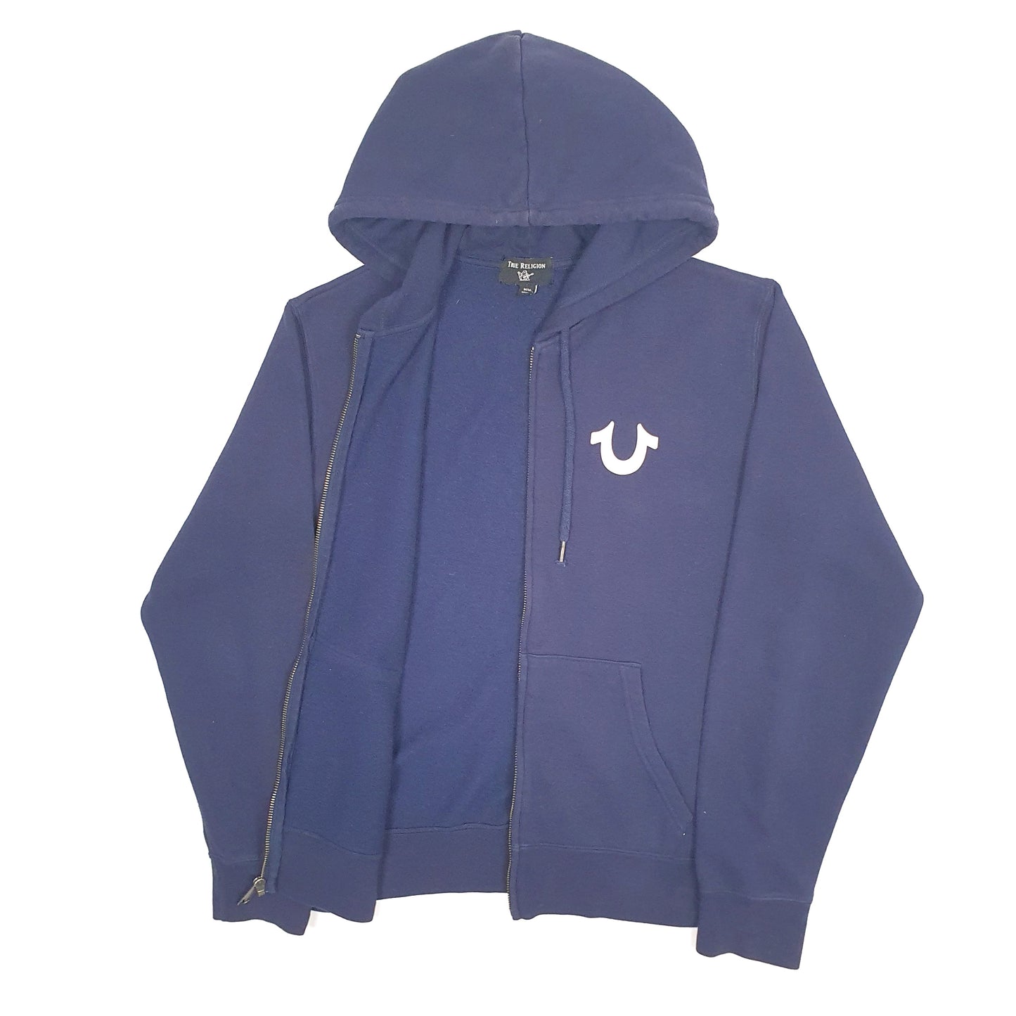 Mens Navy True Religion Hoodie Full Zip Jumper