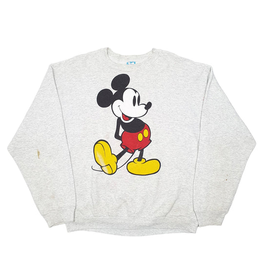 Mens Grey Disney Vintage Made In USA Mickey Mouse Crewneck Jumper