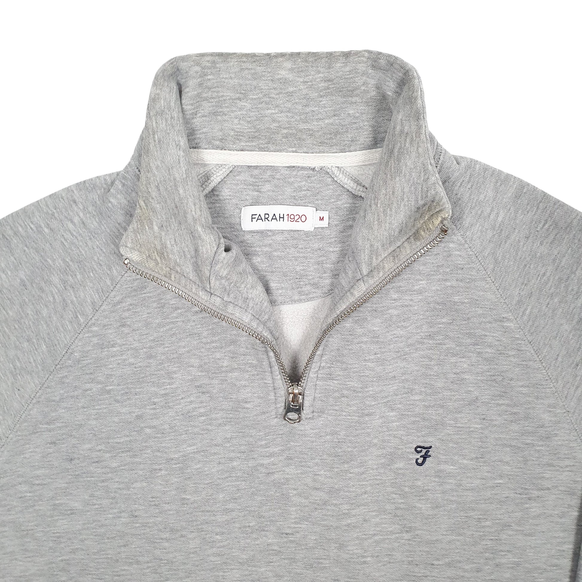 Mens Grey Farah  Quarter Zip Jumper