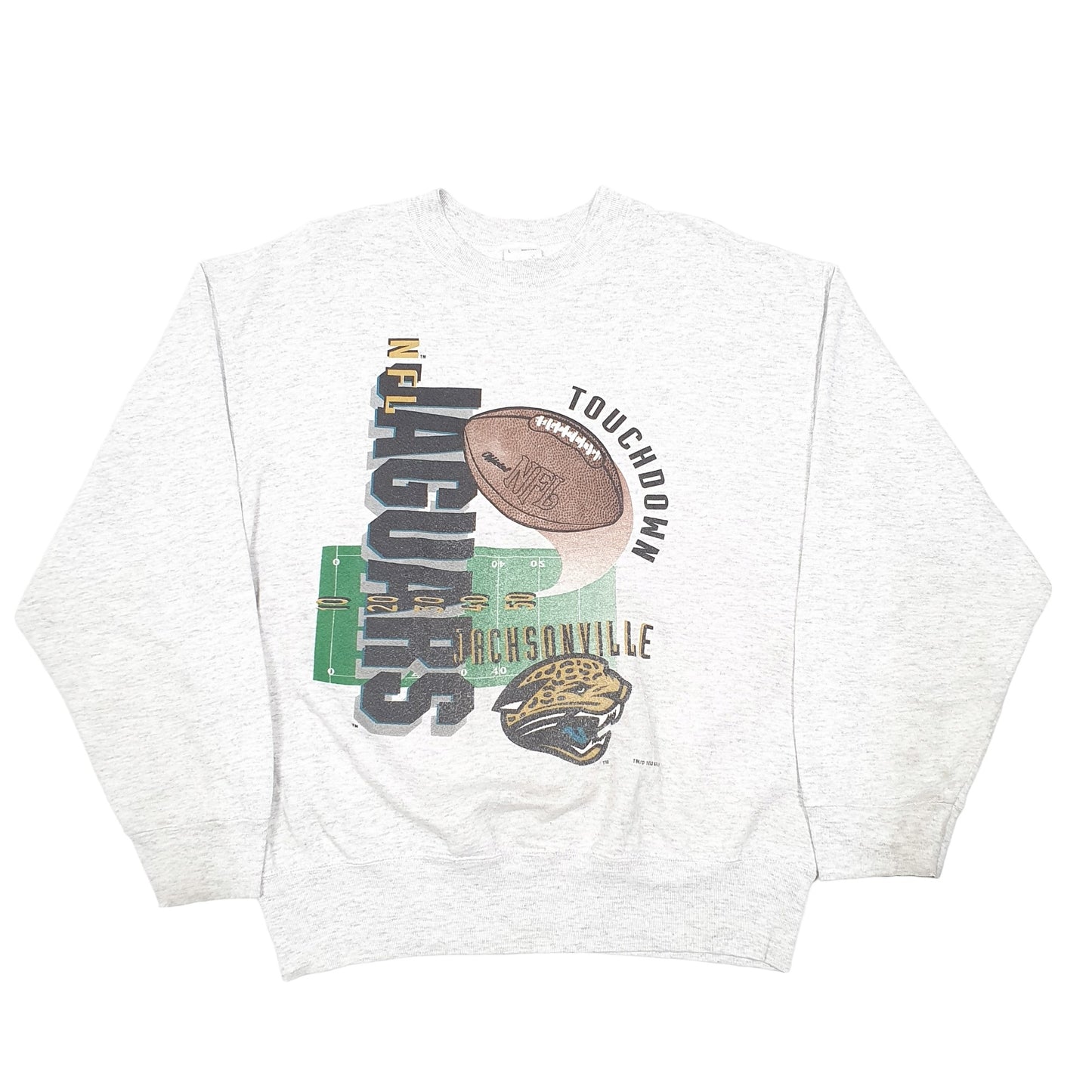 Mens Grey Official Fan Sportswear NFL Jaguars Vintage 1993 90s Crewneck Jumper
