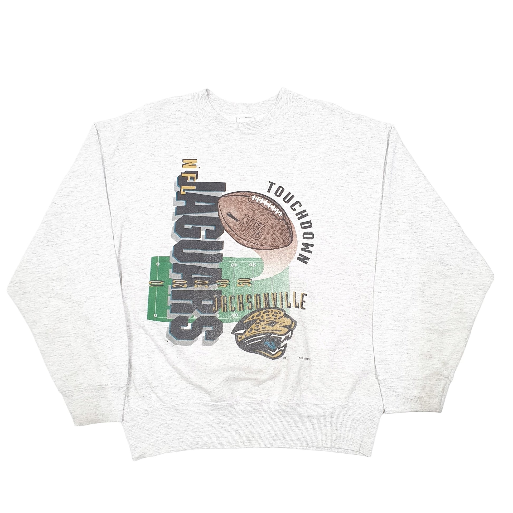 Mens Grey Official Fan Sportswear NFL Jaguars Vintage 1993 90s Crewneck Jumper