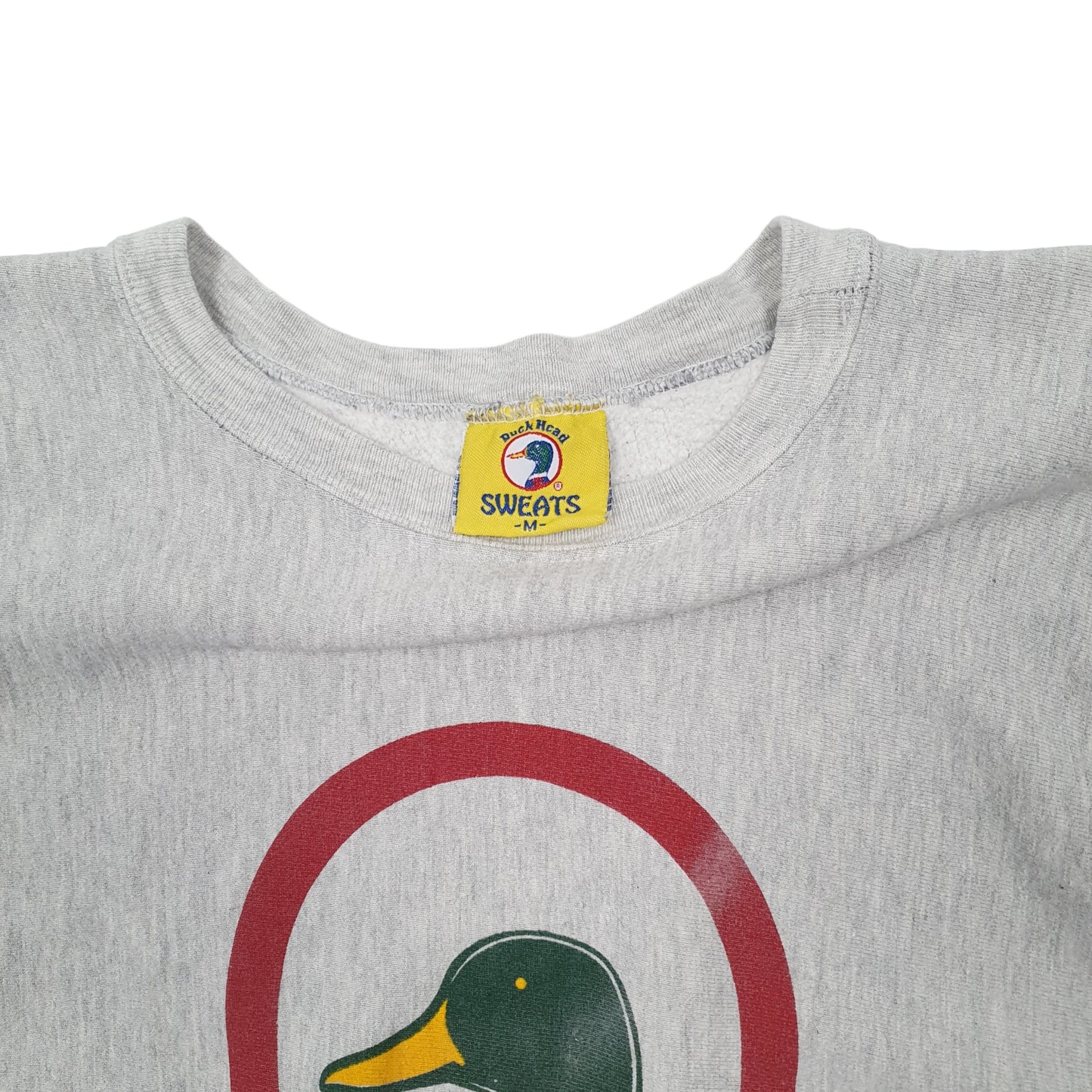 Mens Grey Duck Head Vintage 1990s Made in USA Reverse Weave Crewneck Jumper